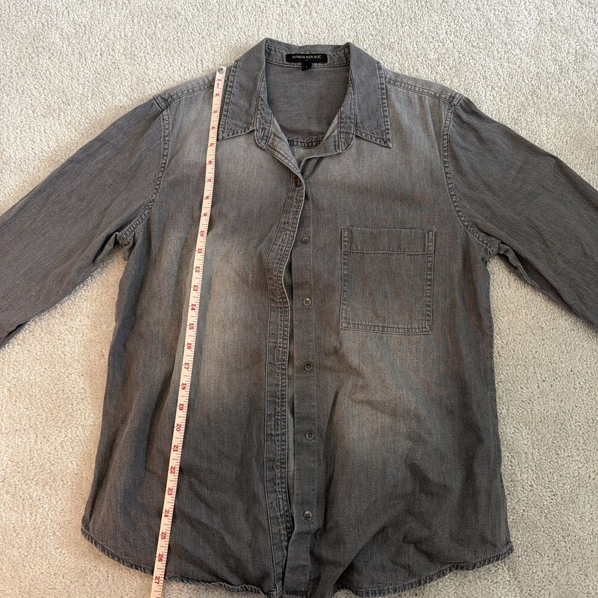 Banana Republic Washed Grey Denim Button Up Size US L / EU 52-54 / 3 - 2 Thumbnail