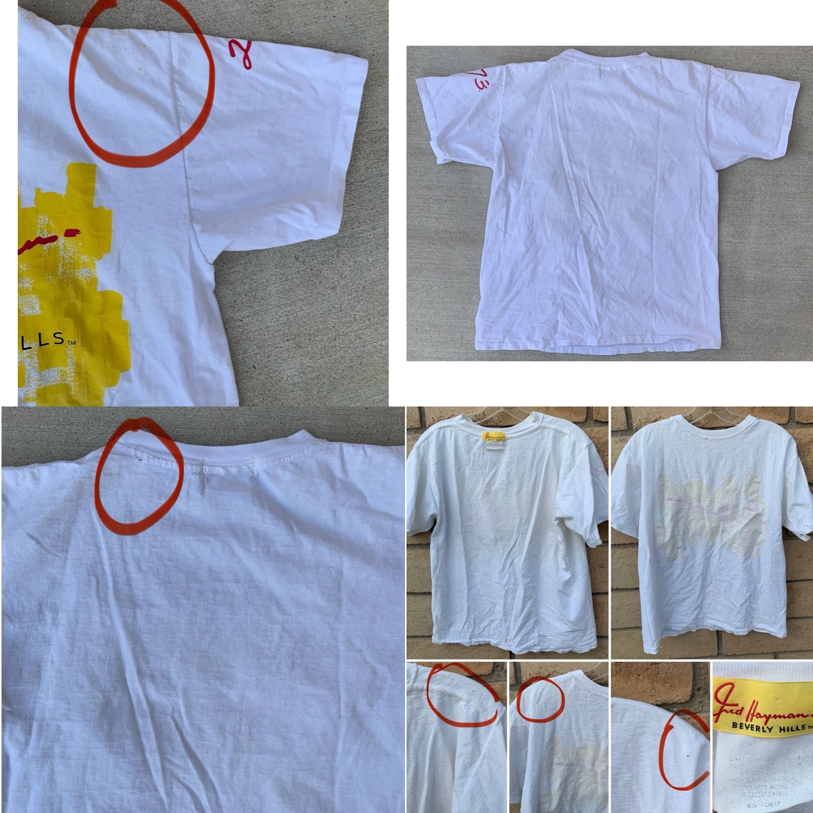 FRED VINTAGE Fred Hayman Beverly Hills T-Shirt One Size White 80s California Graphic Print Single Stitch Mens Womens Unisex Adults Size US M / EU 48-50 / 2 - 10 Thumbnail