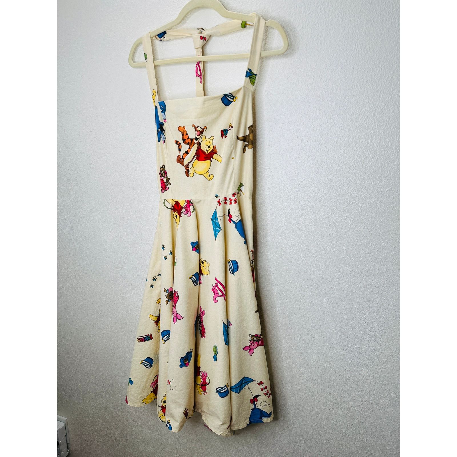 Other Vintage Cream Winnie The Poo Print Apron Dress Small Size S / US 4 / IT 40 - 2 Thumbnail