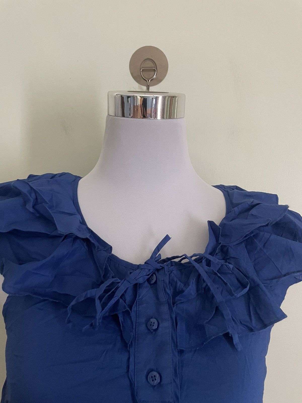 See by Chloe See by Chloe Blue Ruffle Neck Blouse Size XS / US 0-2 / IT 36-38 - 3 Thumbnail