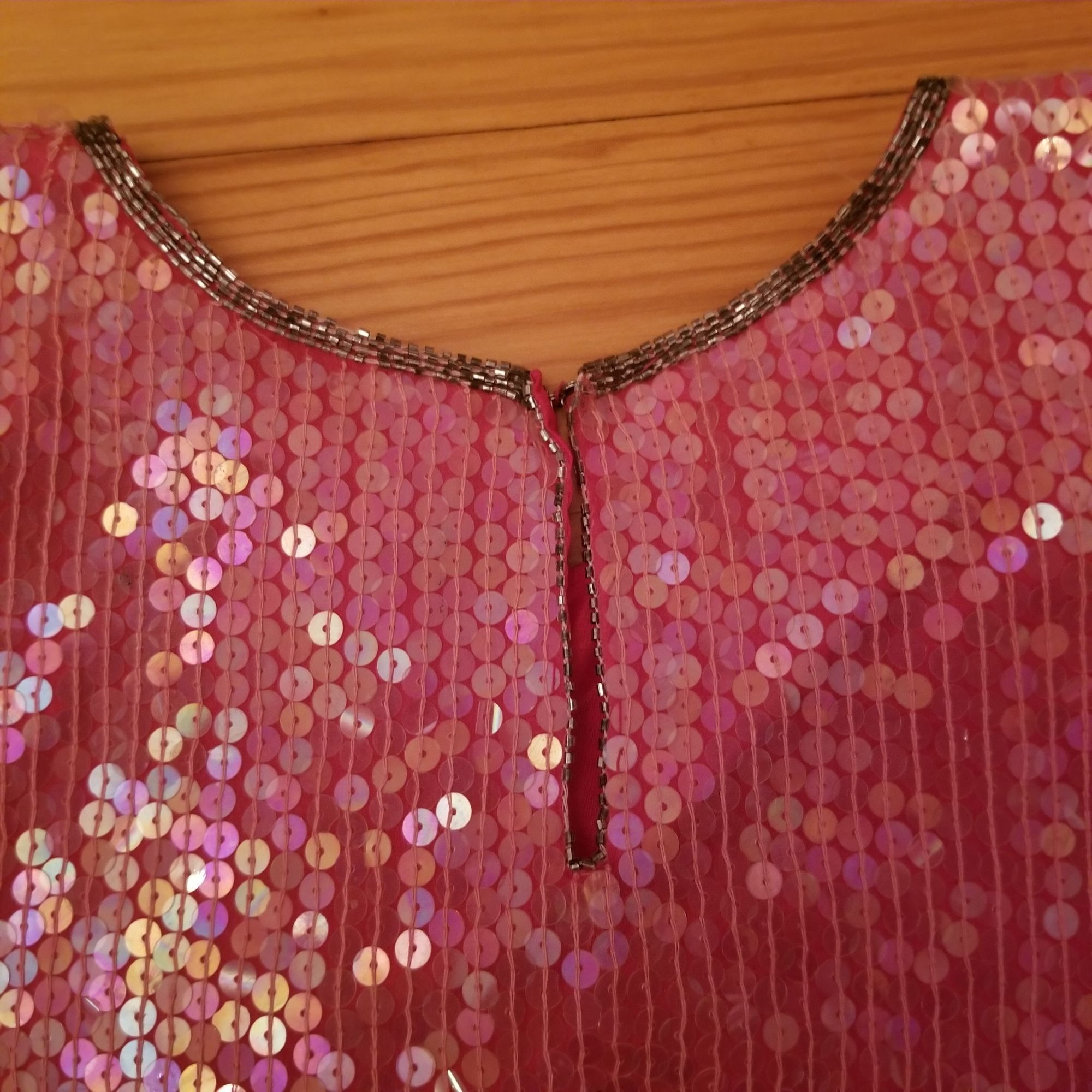 Other Night Vogue M Pink Barbiecore Silk Beaded Top Vintage Cospla Size M / US 6-8 / IT 42-44 - 9 Thumbnail