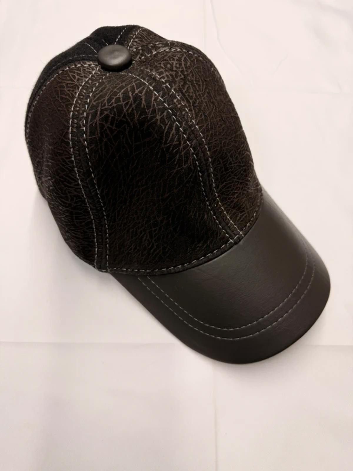 Other Textured Leather Baseball Cap - Black Premium Hat 047 Size ONE SIZE - 3 Thumbnail