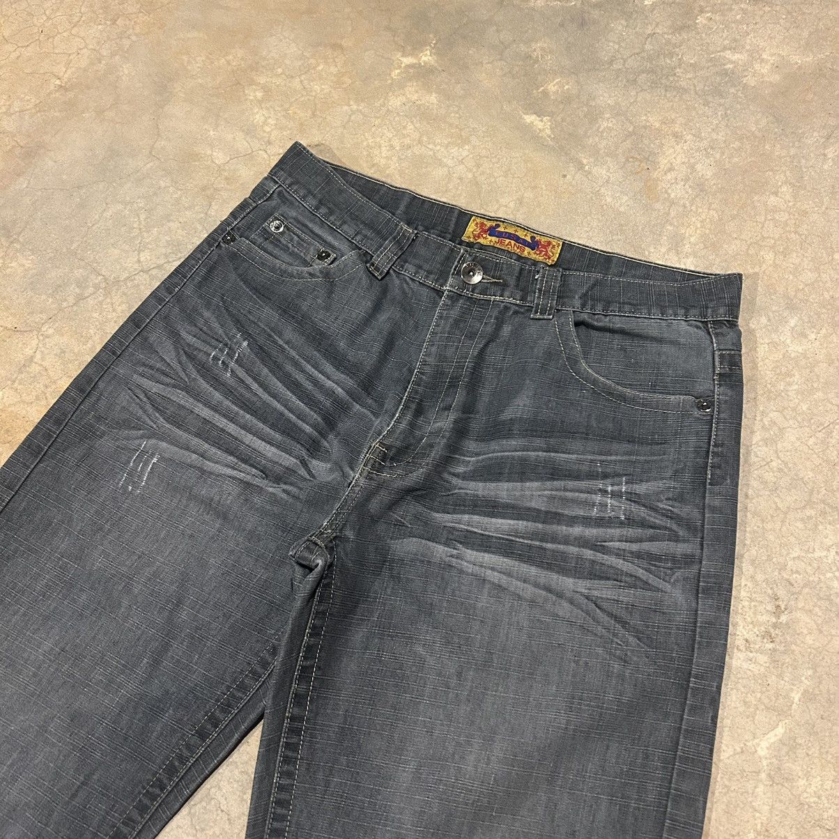 Affliction × Southpole × Vintage Crazy Vintage Y2K Embroidered Baggy Faded Jeans Cyber Size US 35 - 6 Thumbnail