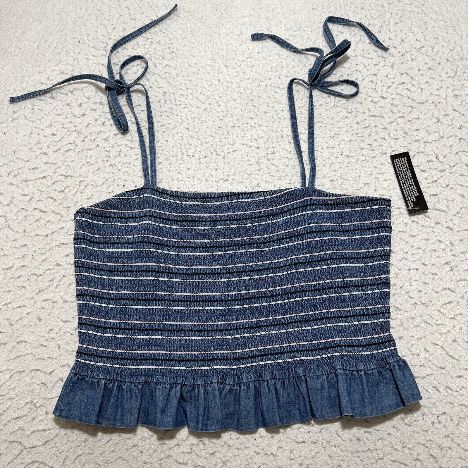 Other Derek Heart Denim Striped Crop Top Spaghetti Strap Size L / US 10 / IT 46 - 1 Thumbnail