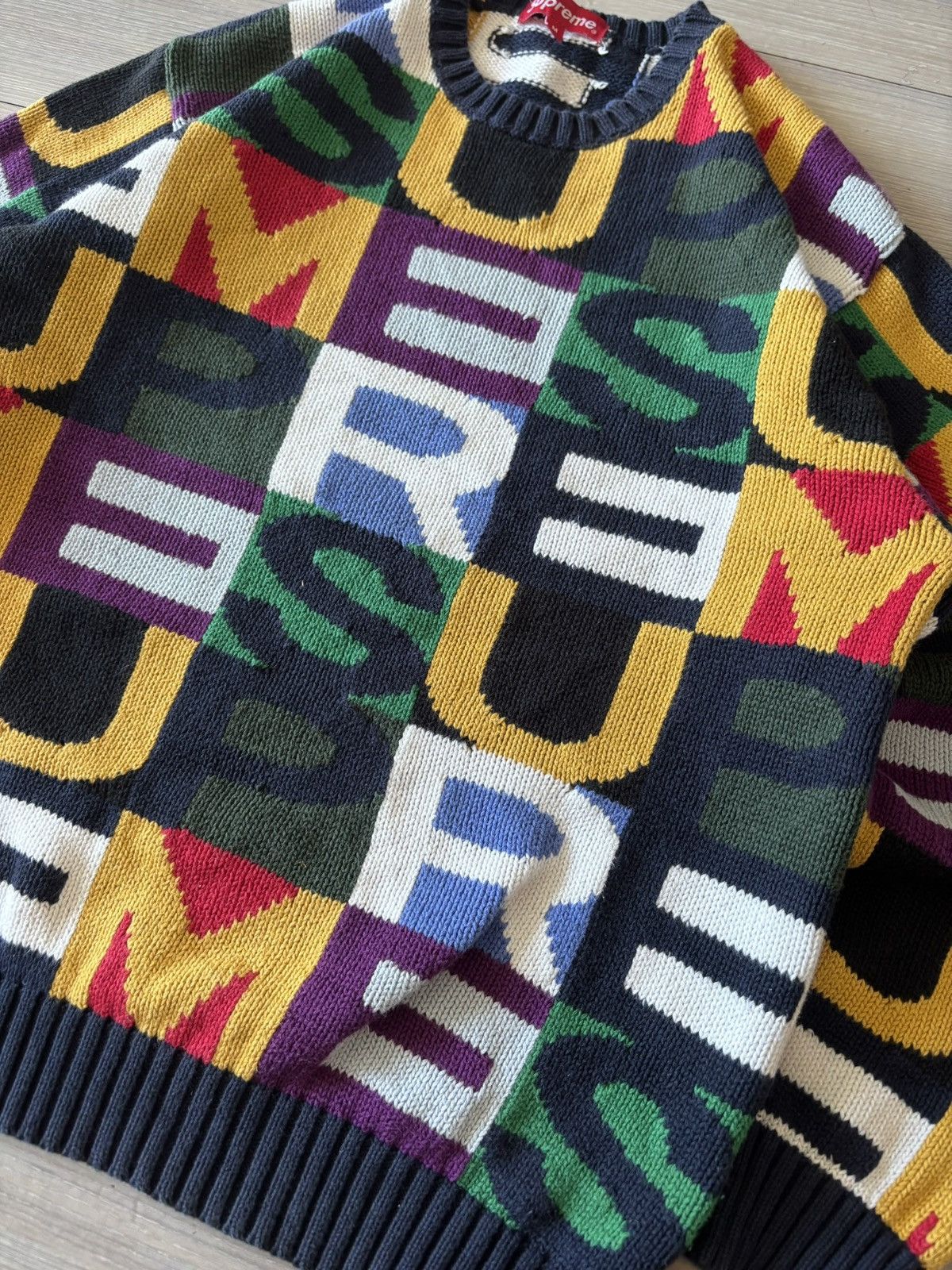 Supreme Supreme FW18 Big Letters Multicolored Sweater Size US M / EU 48-50 / 2 - 2 Thumbnail