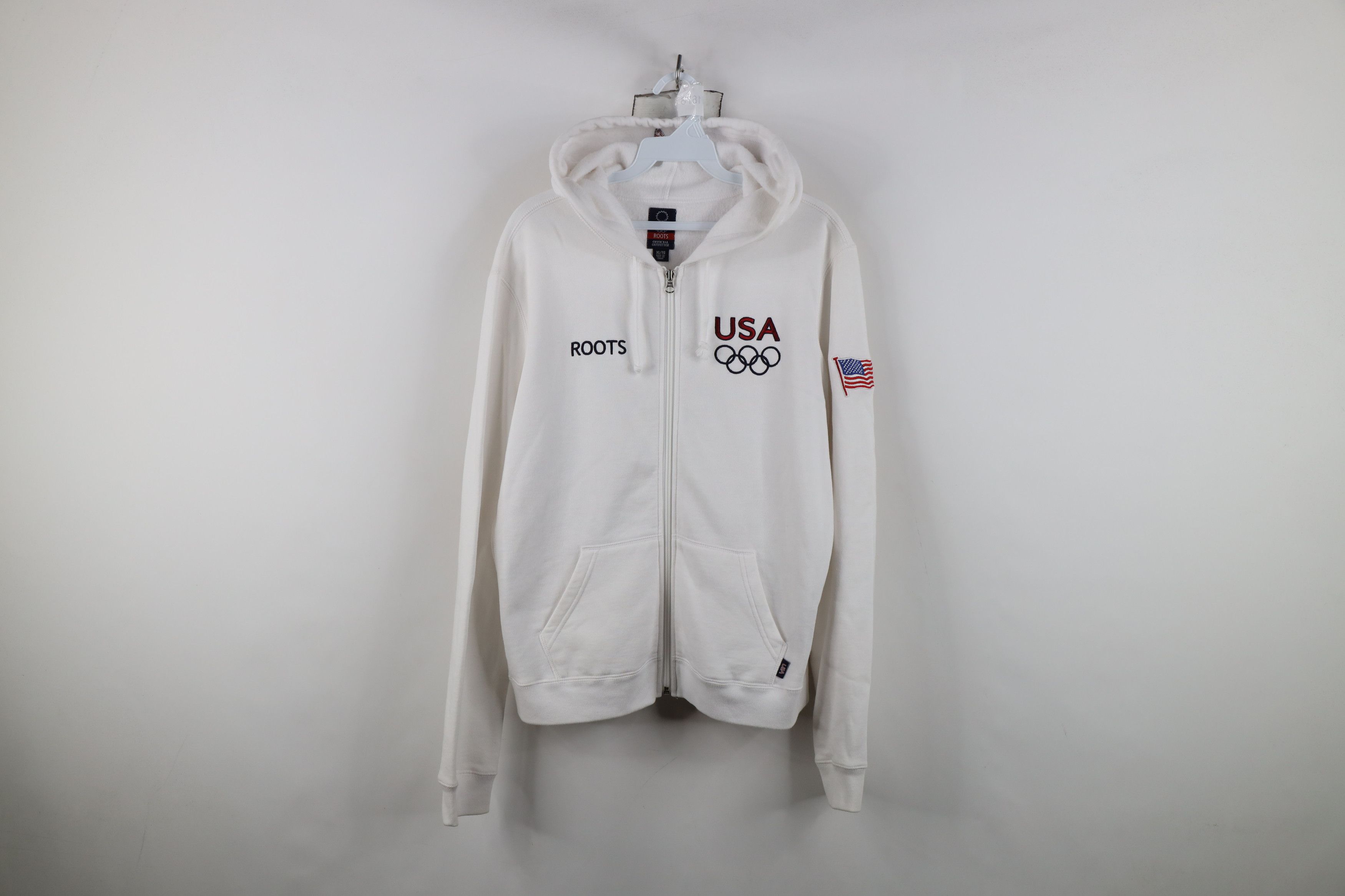 Vintage Vintage Y2K Roots Athens Greece Team USA Hoodie White Size XL / US 12-14 / IT 48-50 - 1 Thumbnail