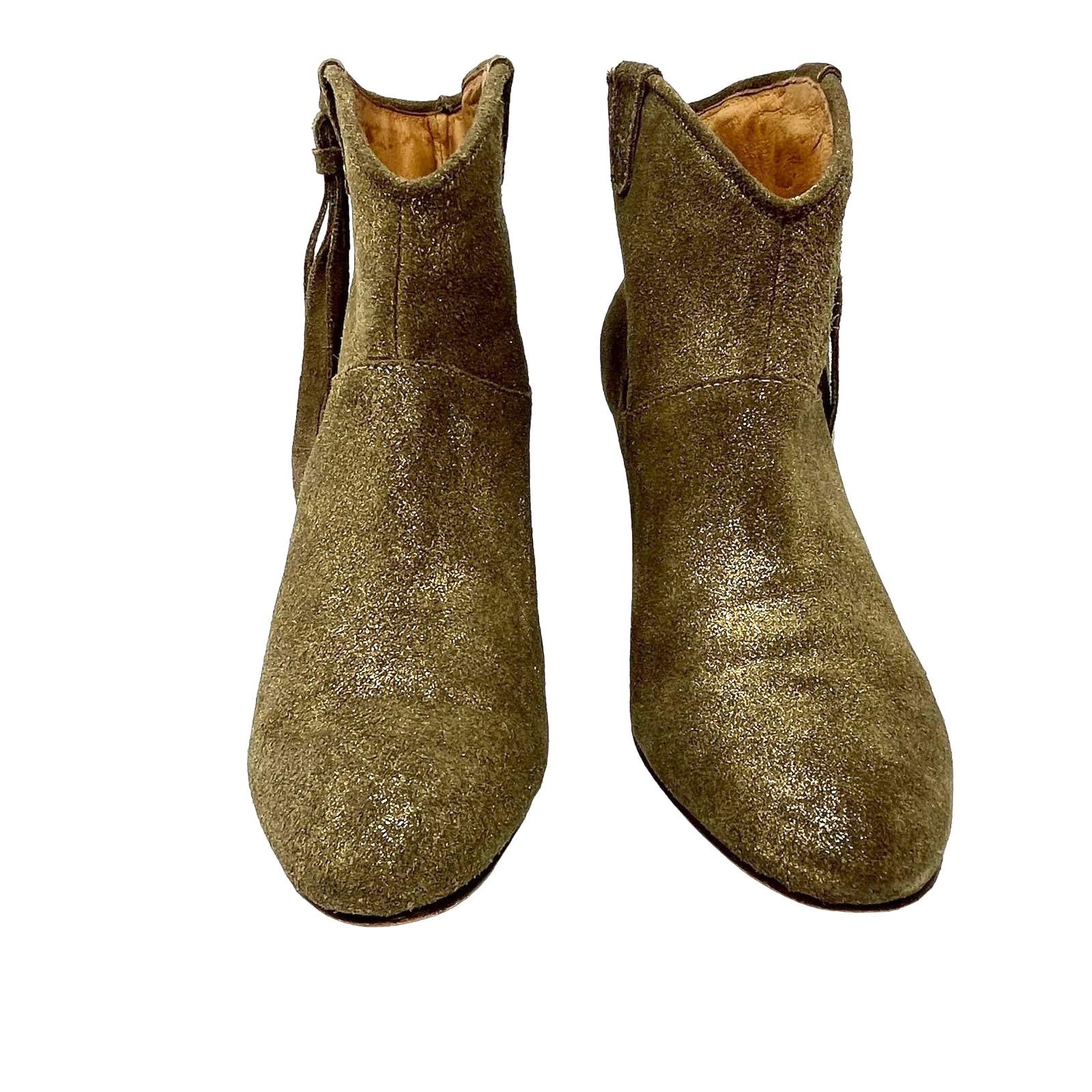 Maje Maje Jaune Gold Suede Ankle Booties Size EU40 US10 UK7 Size US 10 / IT 40 - 6 Thumbnail