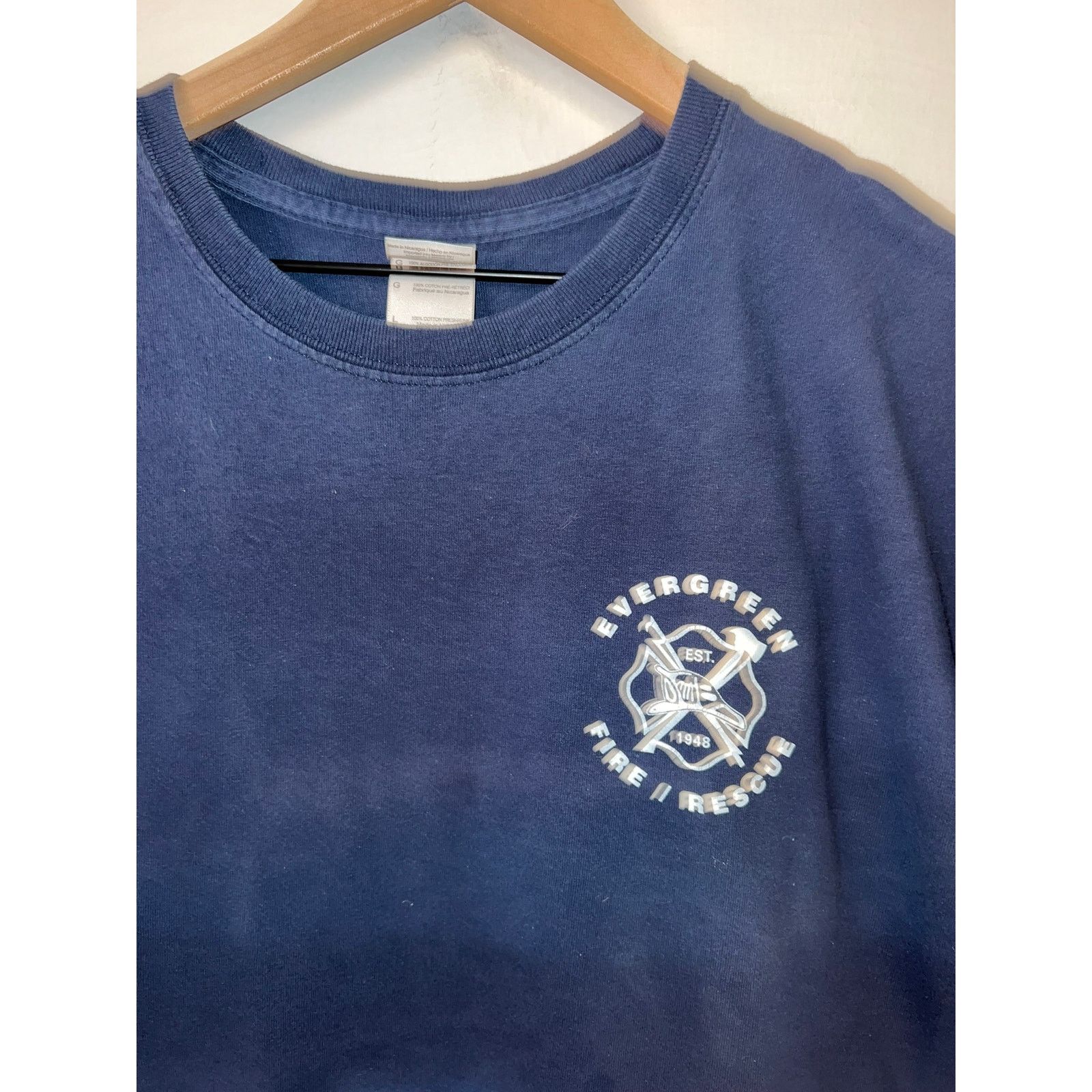 Gildan Vintage Evergreen Shirt Fire Rescue Fire Fighter Blue Tee L Size US L / EU 52-54 / 3 - 3 Thumbnail