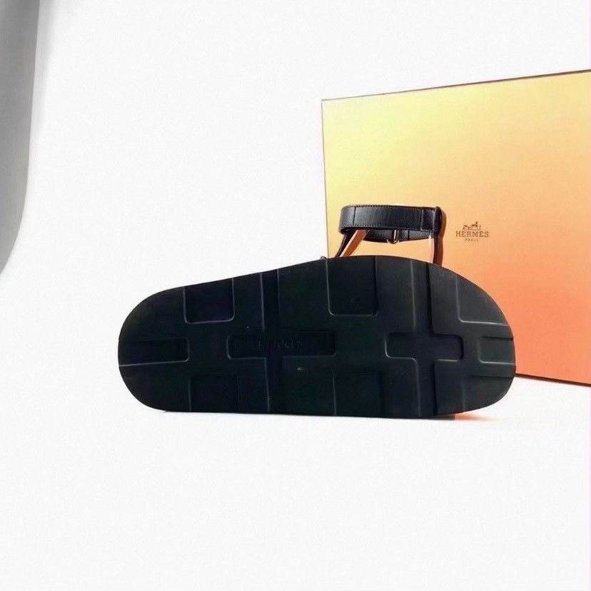 Hermes Hermès Enid platform sandals in black calfskin leather Size US 7 / IT 37 - 5 Thumbnail