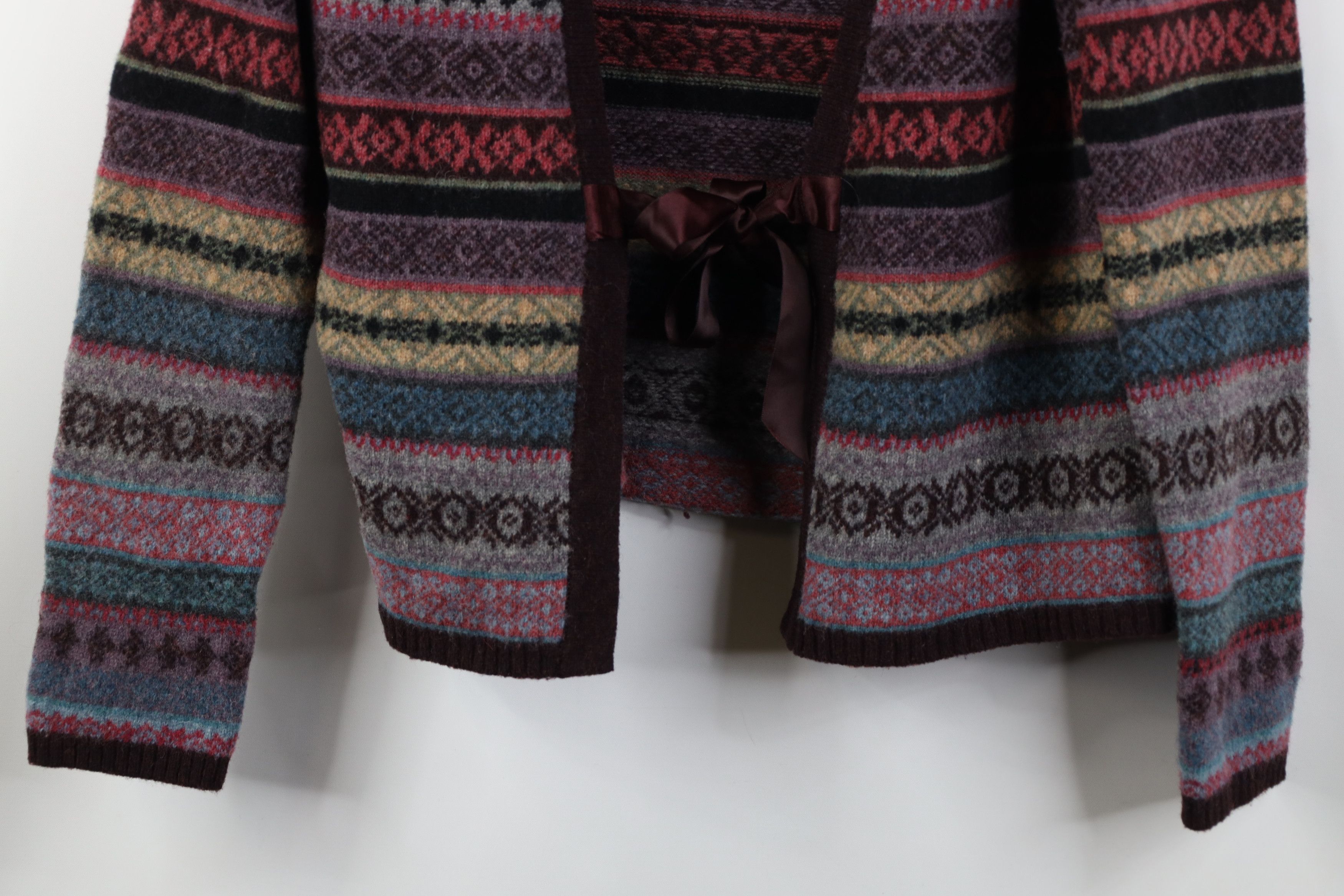 Vintage Vintage 90s Y2K Babydoll Rainbow Fair Isle Tie Sweater Size L / US 10 / IT 46 - 3 Thumbnail