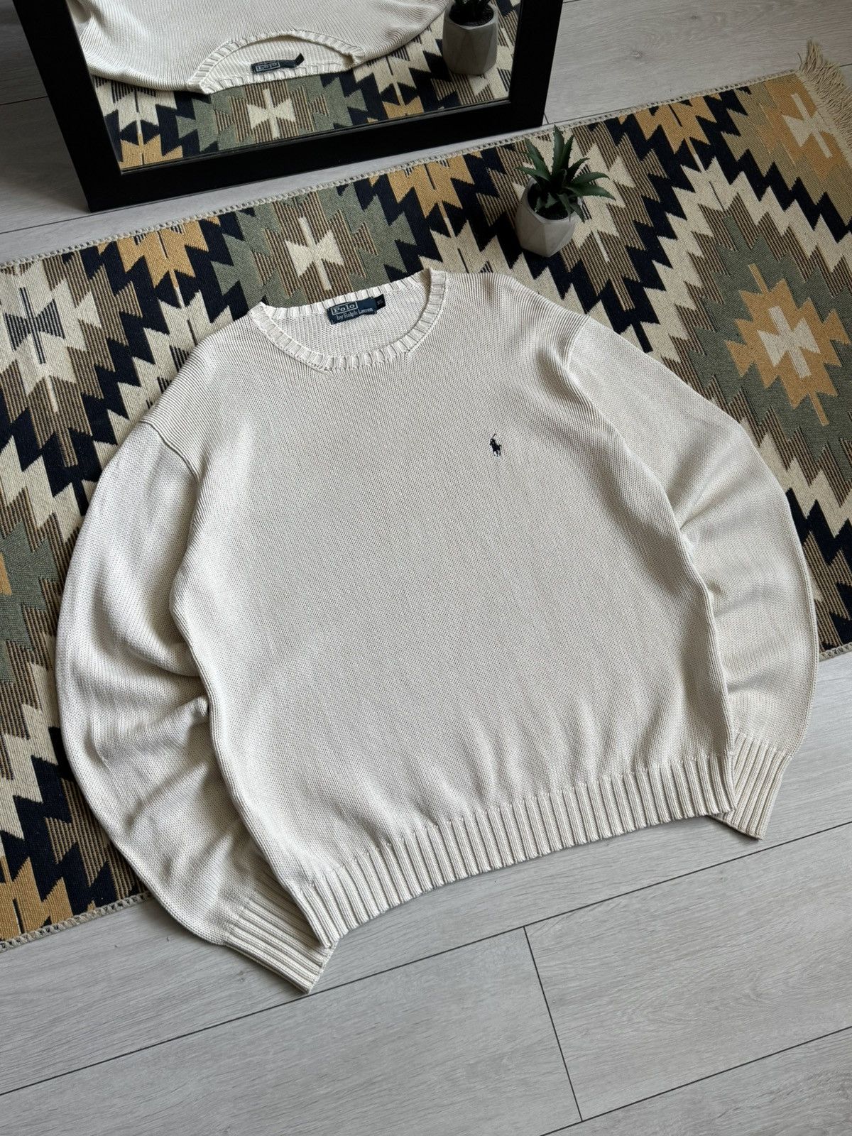 Polo Ralph Lauren Vintage 90’s Polo Ralph Lauren Cream Knitted Sweater Size US XL / EU 56 / 4 - 2 Thumbnail