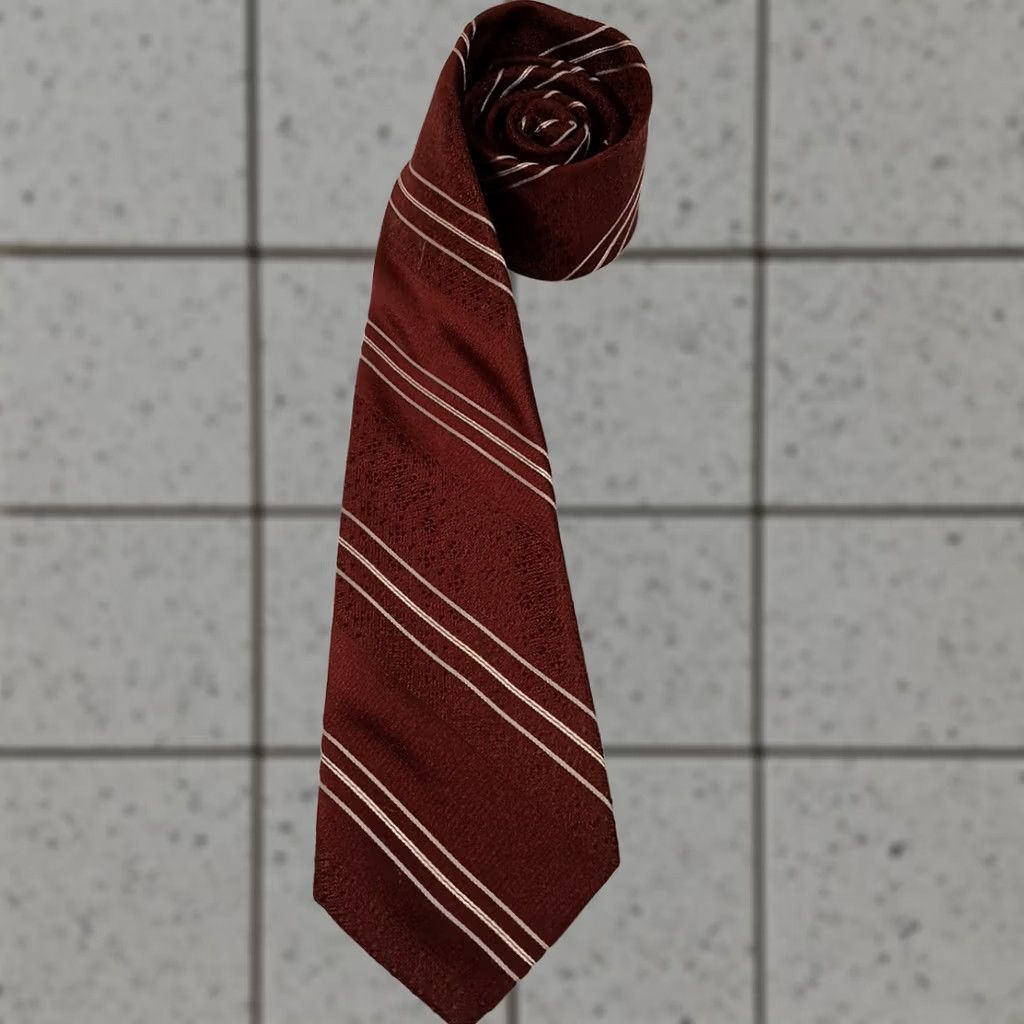 Vintage Lilly Dache Necktie Men Burgundy Diagonal Striped 3" x 55" Tie Mens Red Short 55" Size ONE SIZE - 1 Thumbnail