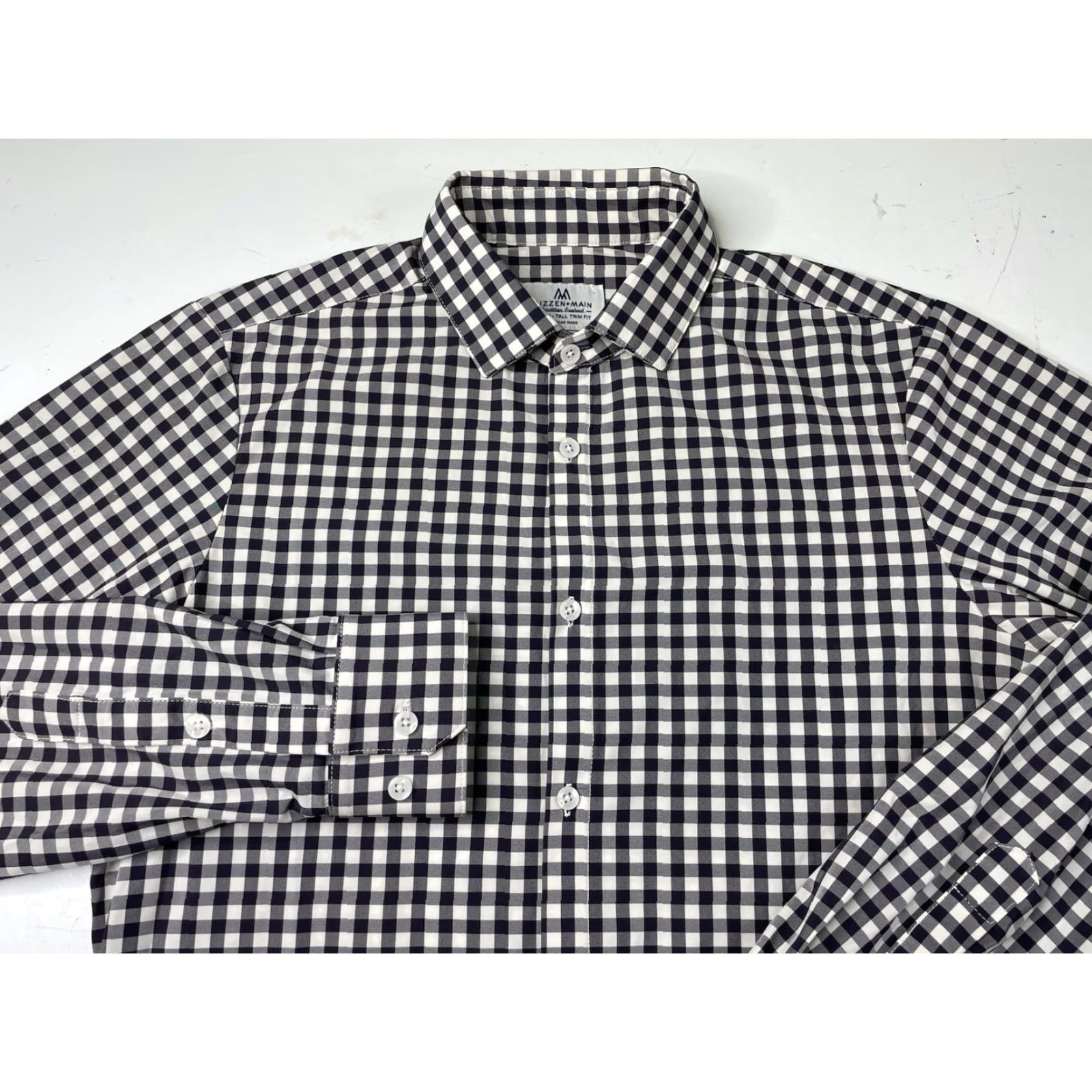 Mizzen+Main Mizzen+Main Shirt Mens MT Gingham Check Plaid Button-Up Long Sleeve Spread Collar Slim Fit Multicolor Polyester Spandex Size US M / EU 48-50 / 2 - 2 Thumbnail