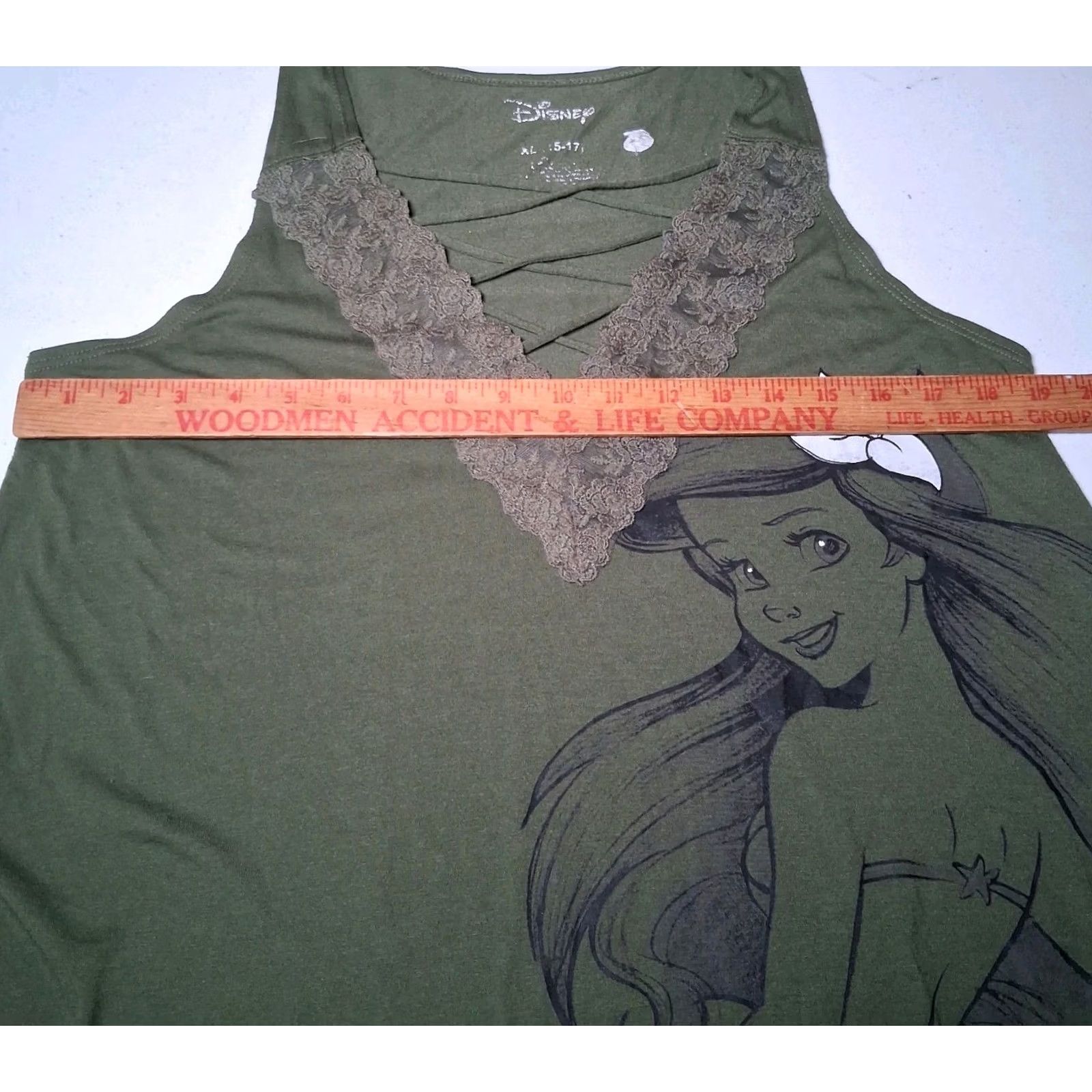 Disney Disney Little Mermaid Tank Top Juniors XL Princess Ariel Lace Trim V-Neck Y2K Tank Shirt Size XL / US 12-14 / IT 48-50 - 6 Thumbnail