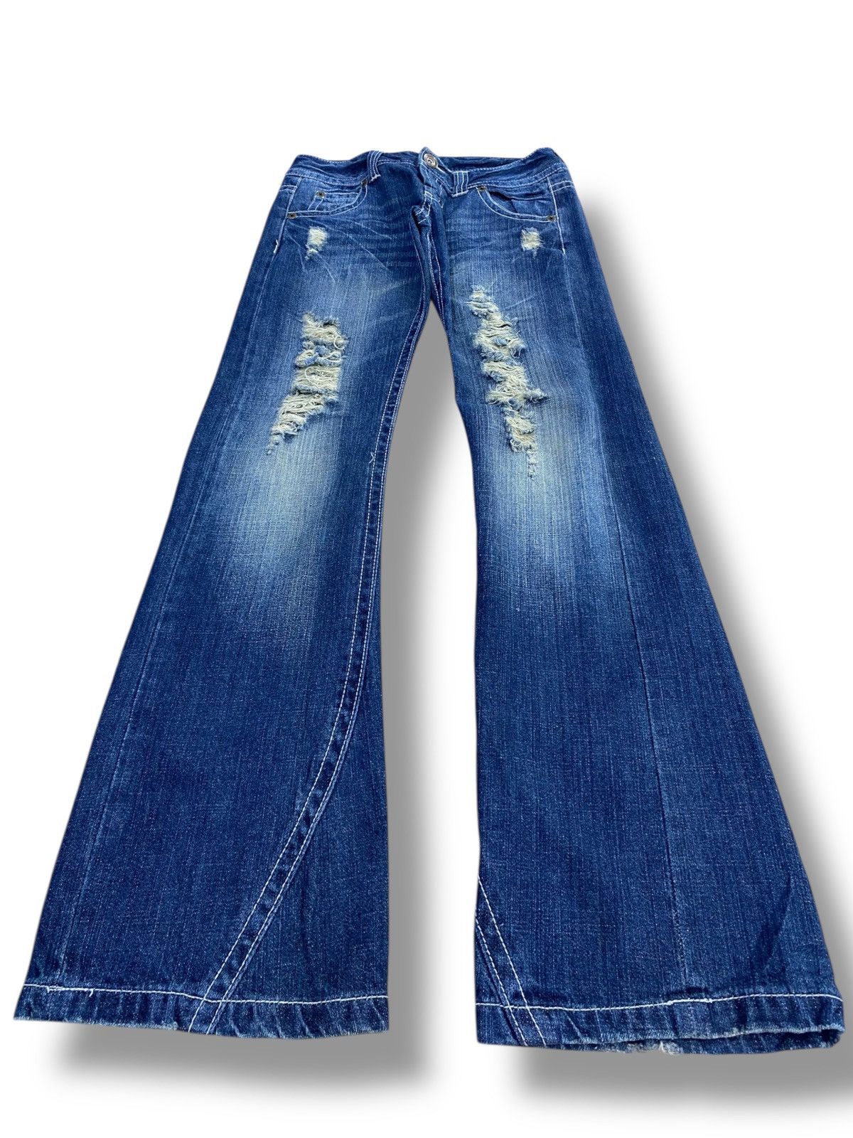 Japanese Brand Japanese Brand Faded Wash Ripped Style Flare Jeans Size US 30 / EU 46 - 1 Thumbnail
