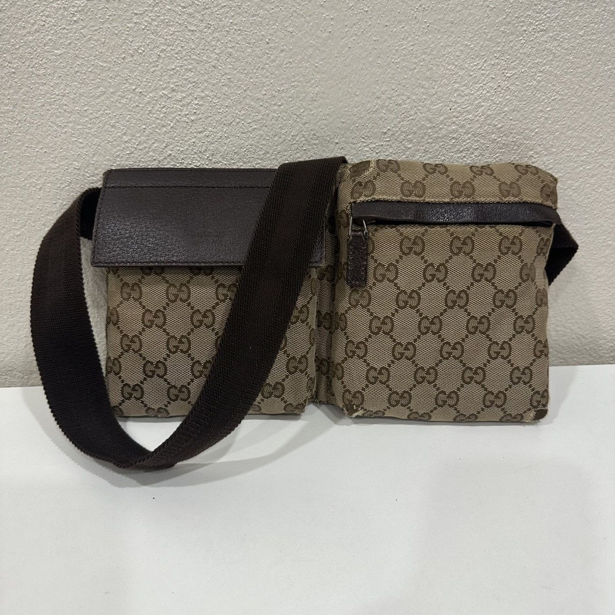 Gucci GUCCI GG CANVAS DOUBLE POCKET FANNY PACK BELT BAG 27 Size ONE SIZE - 2 Thumbnail