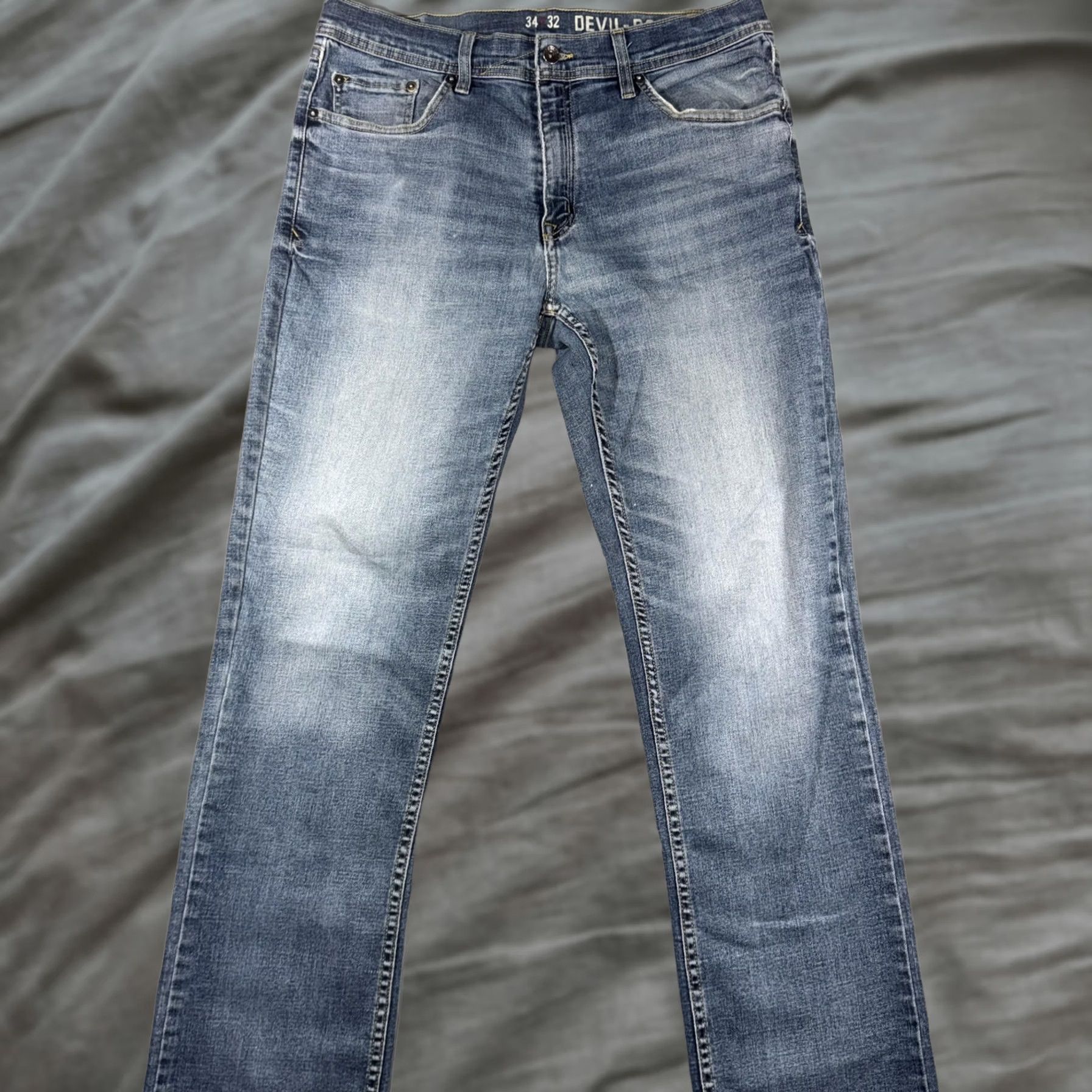 Vintage Devil-Dog Dungarees Jeans Mens 34 Blue Light Wash Straight Leg Denim Pants Regular Size US 34 / EU 50 - 1 Thumbnail