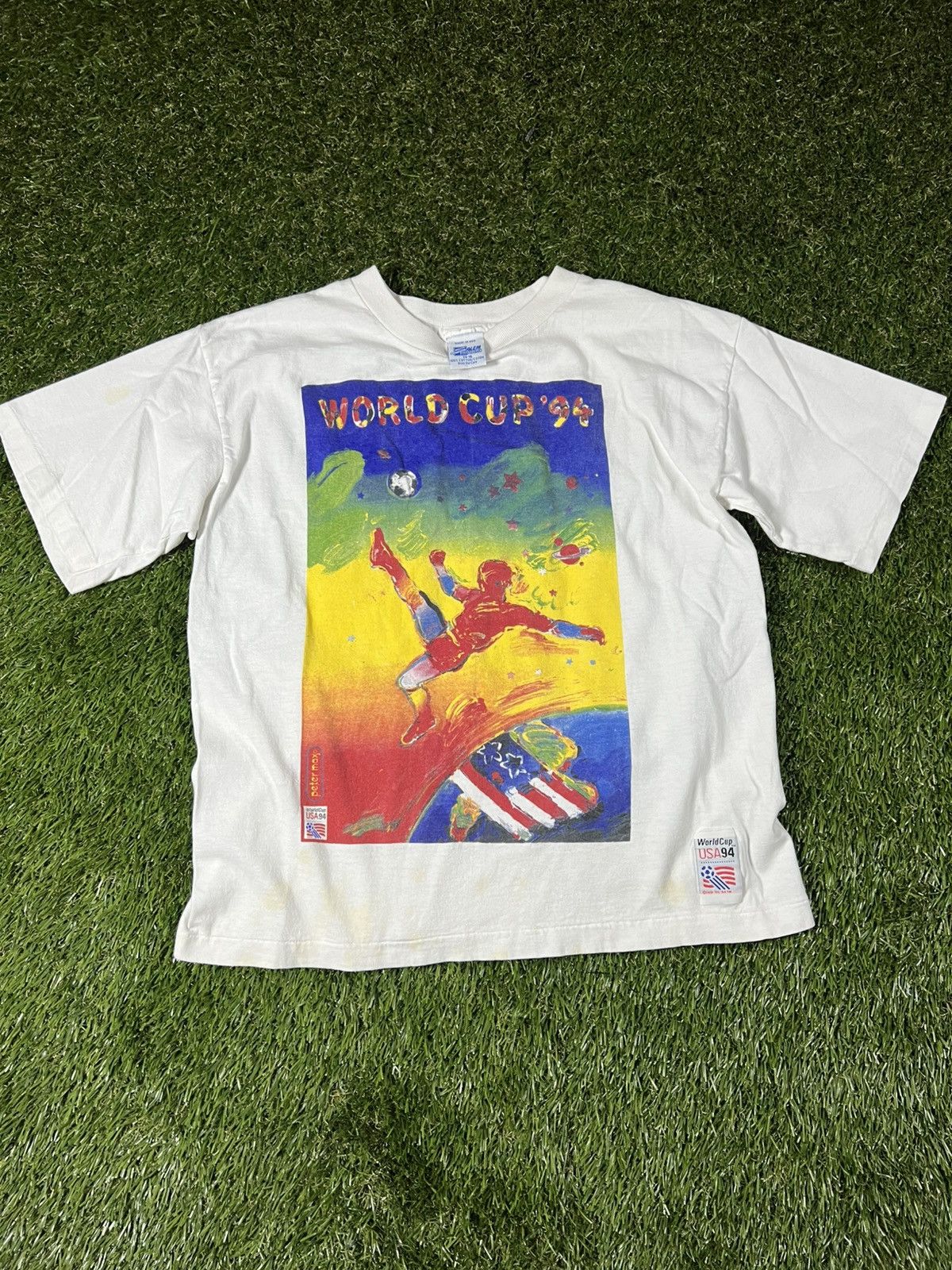 Salem Sportswear Vintage 90s World Cup 94 Vibrant USA Graphic Boxy Soccer Tee Size US S / EU 44-46 / 1 - 1 Thumbnail