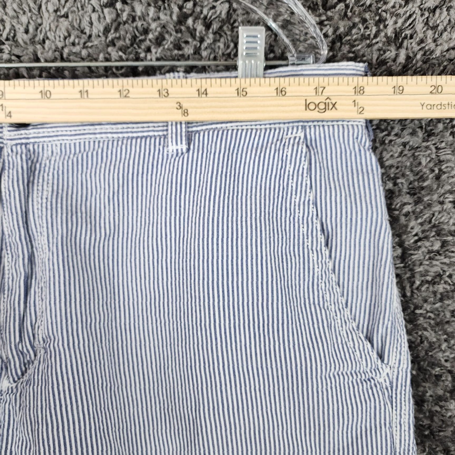 Izod IZOD Men's Shorts Chino 36 Blue White Striped Cotton 100% Mens Size US 36 / EU 52 - 3 Thumbnail