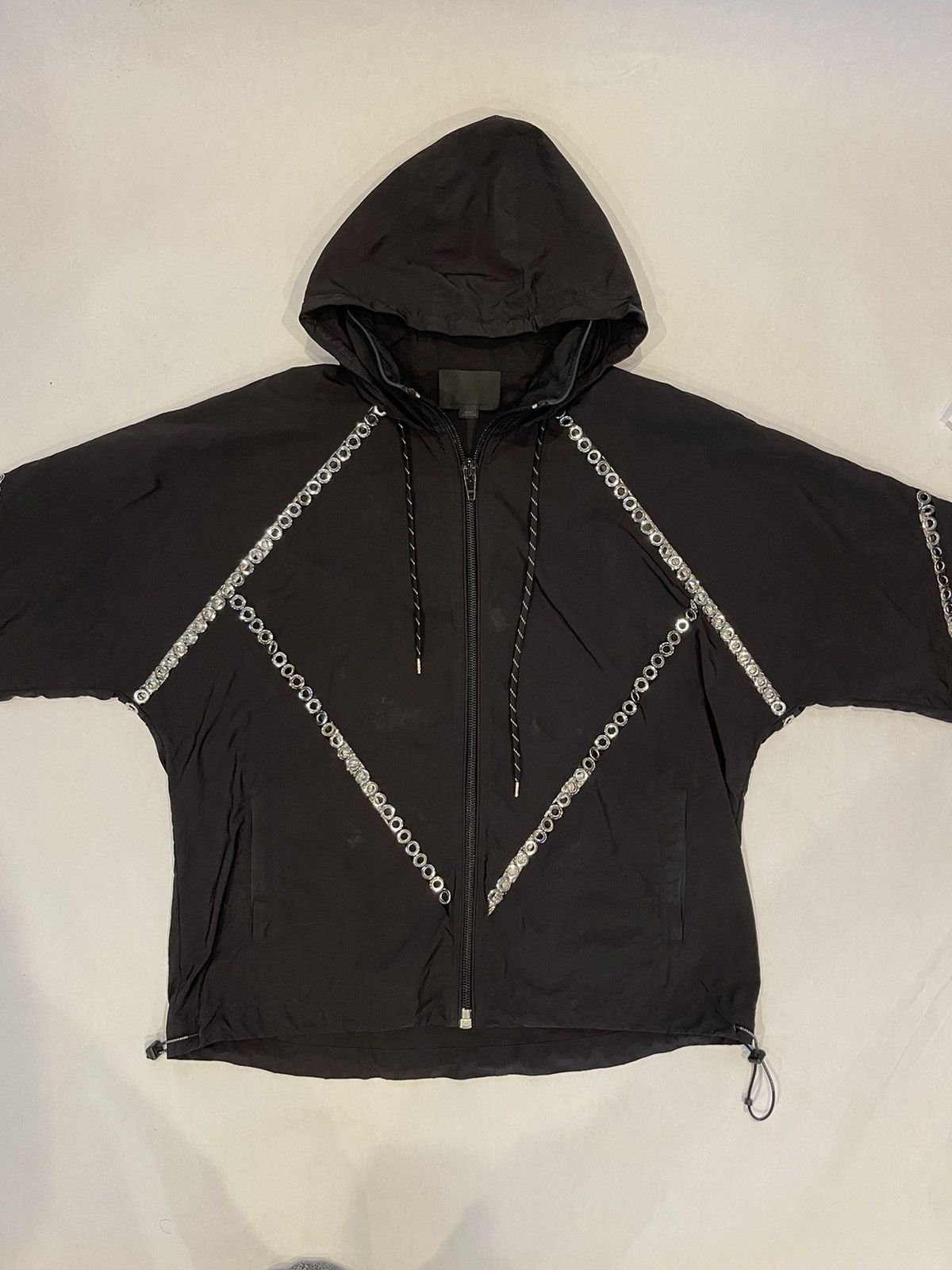 image of Alexander Wang Fw18 Floating Grommet Windbreaker in Black, Men's (Size XS)