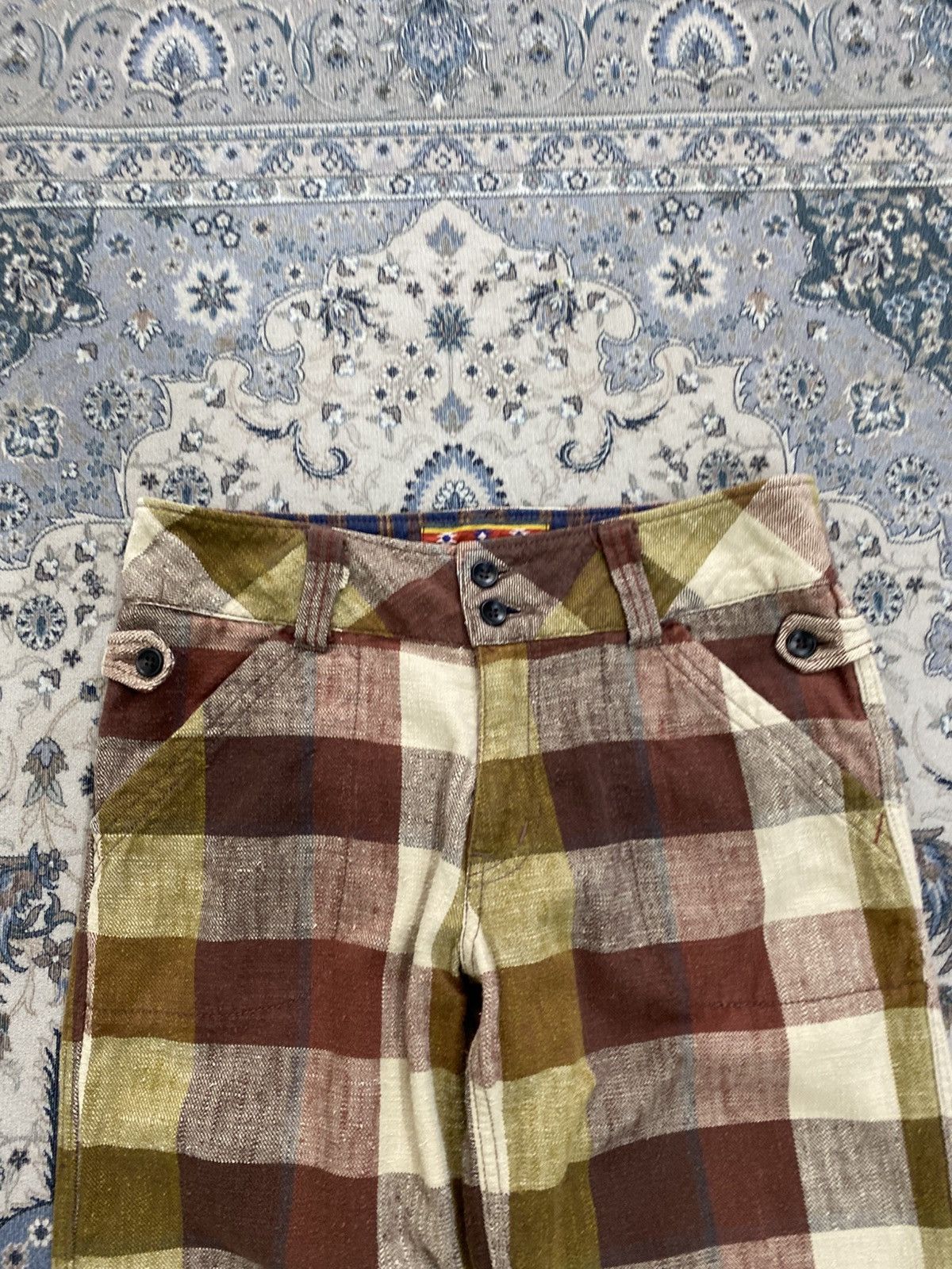 Japanese Brand VINTAGE CUBE SUGAR PLAID TARTAN PANTS LIKE ISSEY MIYAKR CDG Size US 30 / EU 46 - 4 Thumbnail