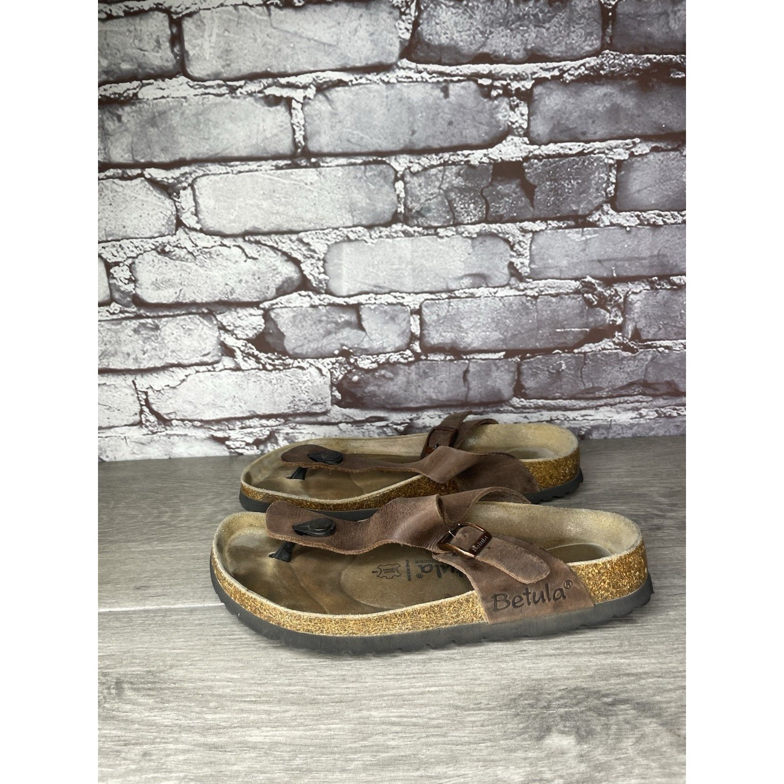 Birkenstock Betula Birkenstock Gizeh Brown Leather Cork Thong Sandals Wo Size US 8 / IT 38 - 23 Thumbnail