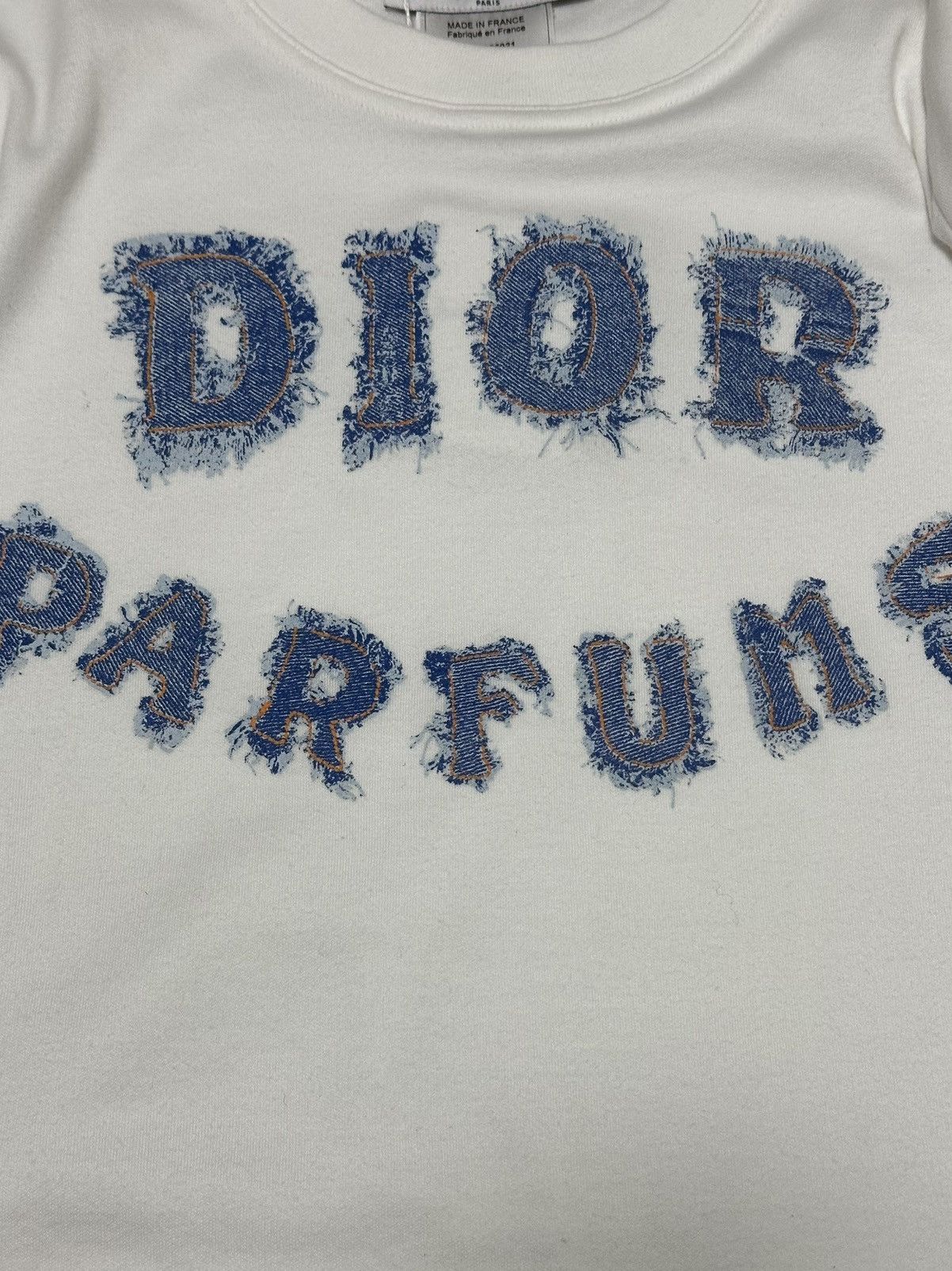 Dior CHRISTIAN DIOR 2002 "DIOR PARFUMS" Denim Look Logo T-Shirt Size S / US 4 / IT 40 - 3 Thumbnail