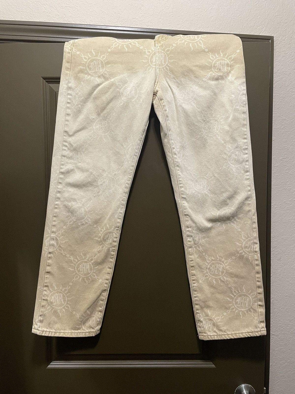 image of Menace Gradient Wash Monogram Denim Pants in Tan, Men's (Size 34)