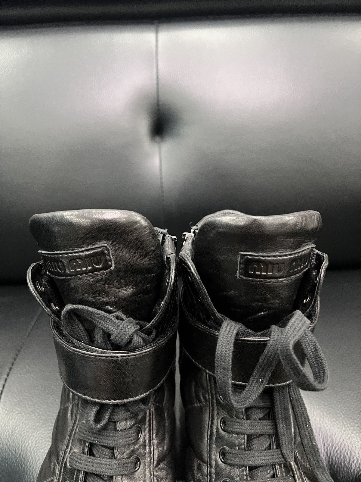 Miu Miu Miu Miu Metal Toe Lace-Up Wedge High-Top Boots Size US 7.5 / IT 37.5 - 14 Thumbnail