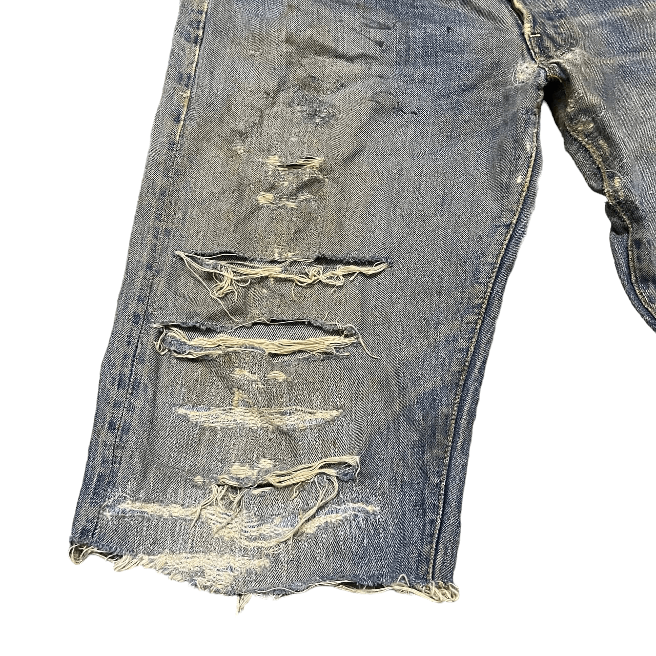 Levi's Vtg Levi's Big E Selvedge Button No.2 Thrashed Cuttoff Denim Size US 32 / EU 48 - 4 Thumbnail