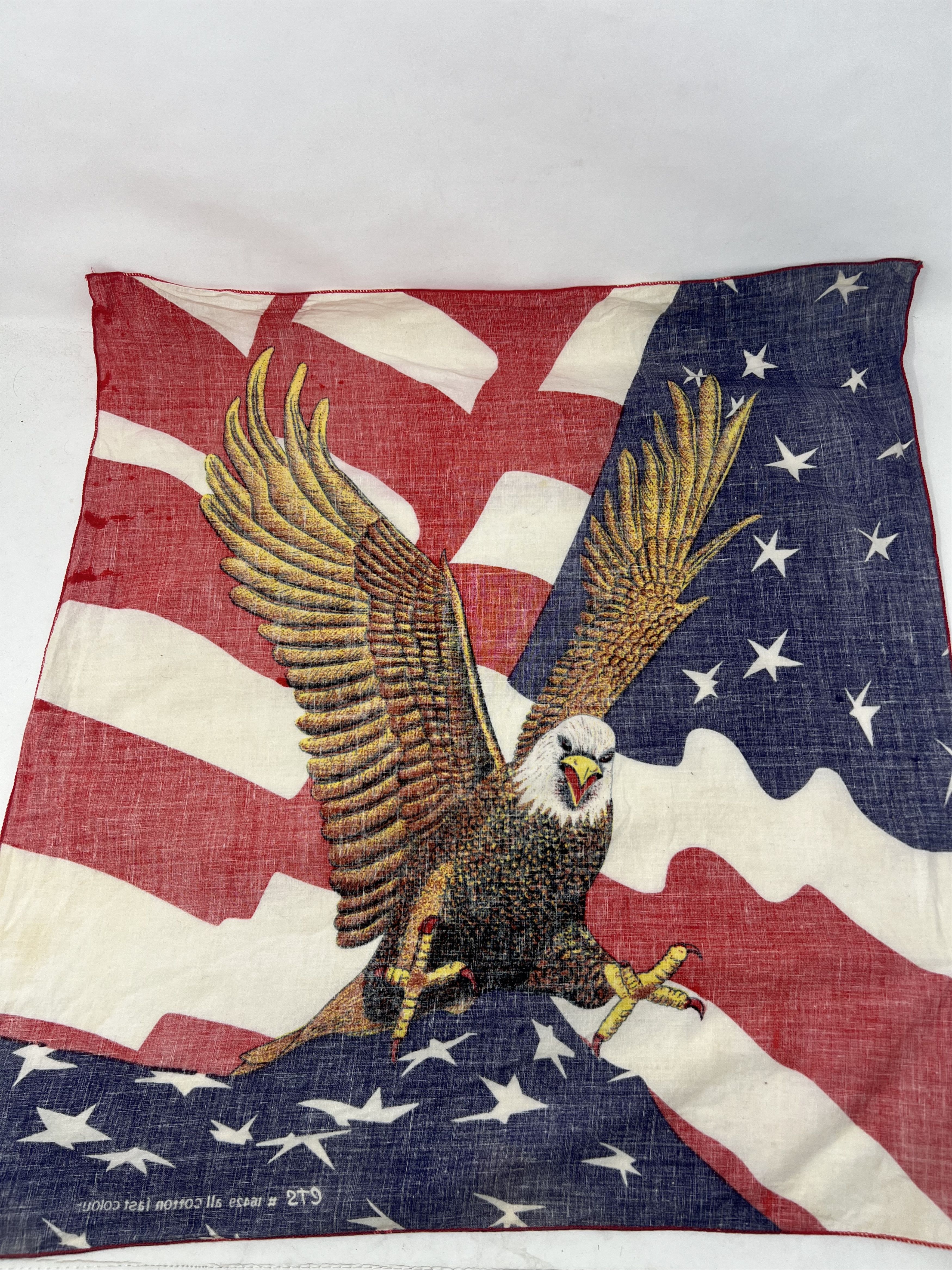 Vintage Vintage Blad Eagle over American Flag Bandana Handkerchief Size ONE SIZE - 2 Thumbnail