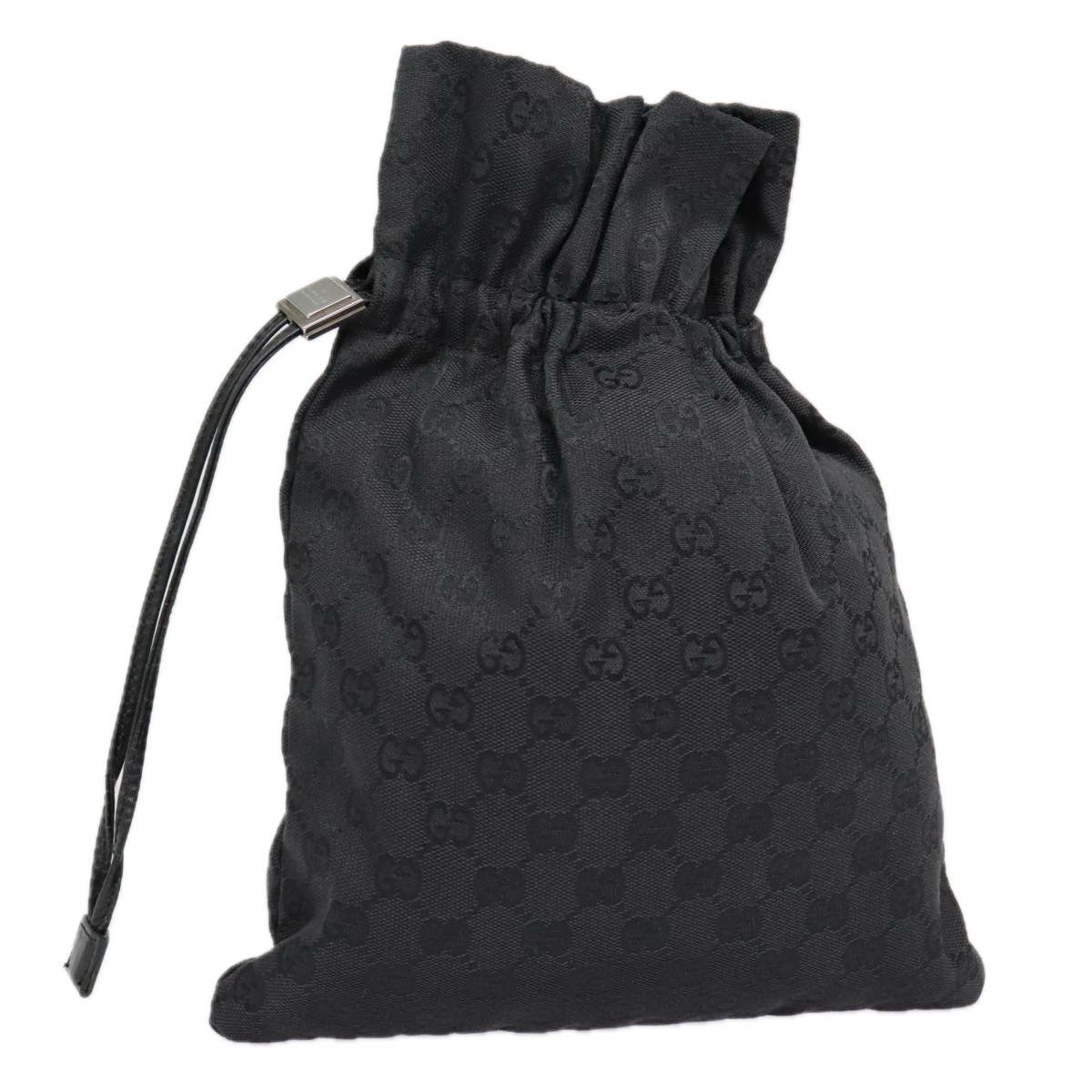 Gucci Drawstring Black Canvas Clutch Bag (Pre-Owned) Size ONE SIZE - 1 Thumbnail