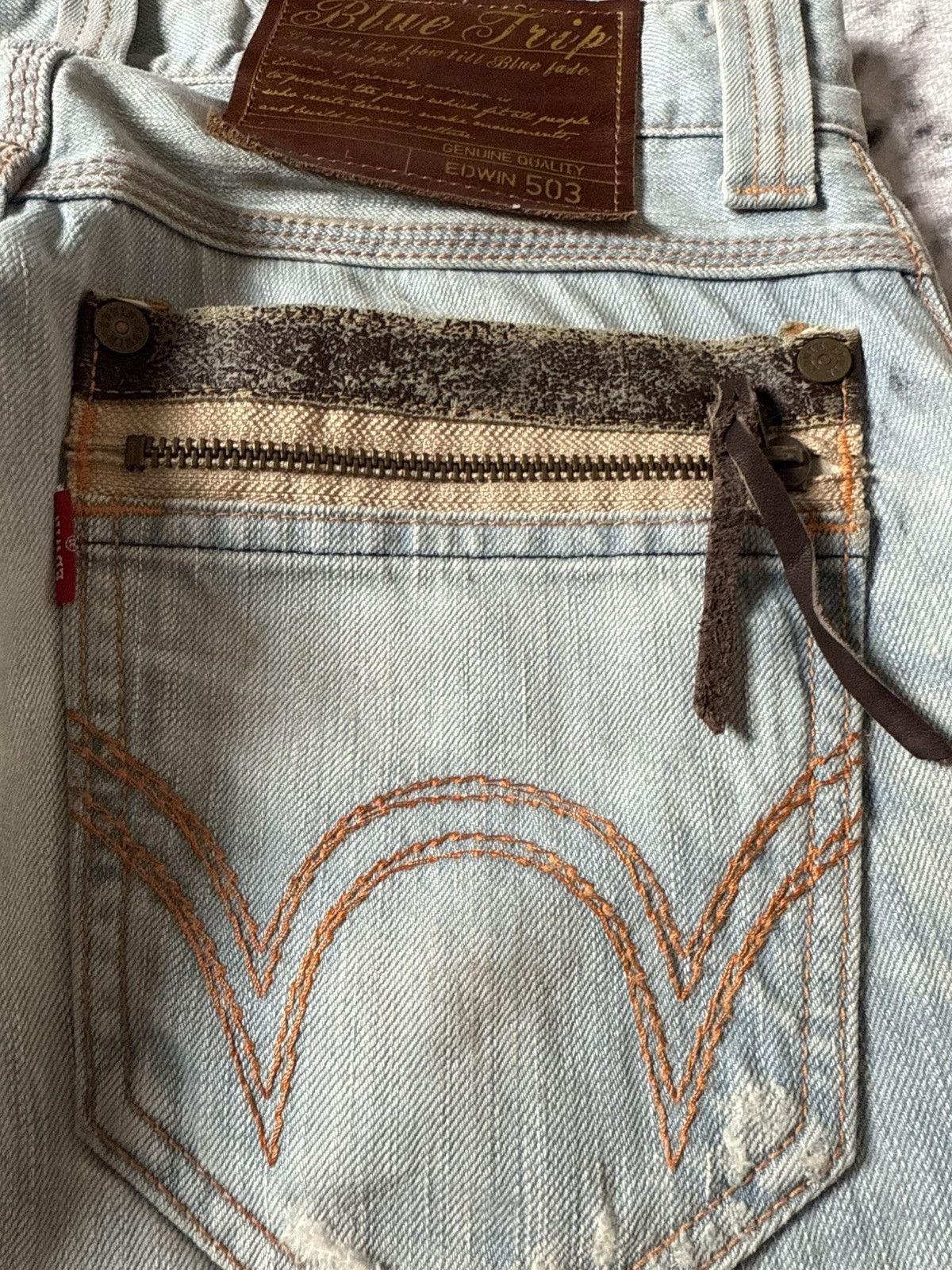 Japanese Brand Edwin 503 Japan Surfer Edition Patched Distressed Jeans Size US 29 - 14 Thumbnail