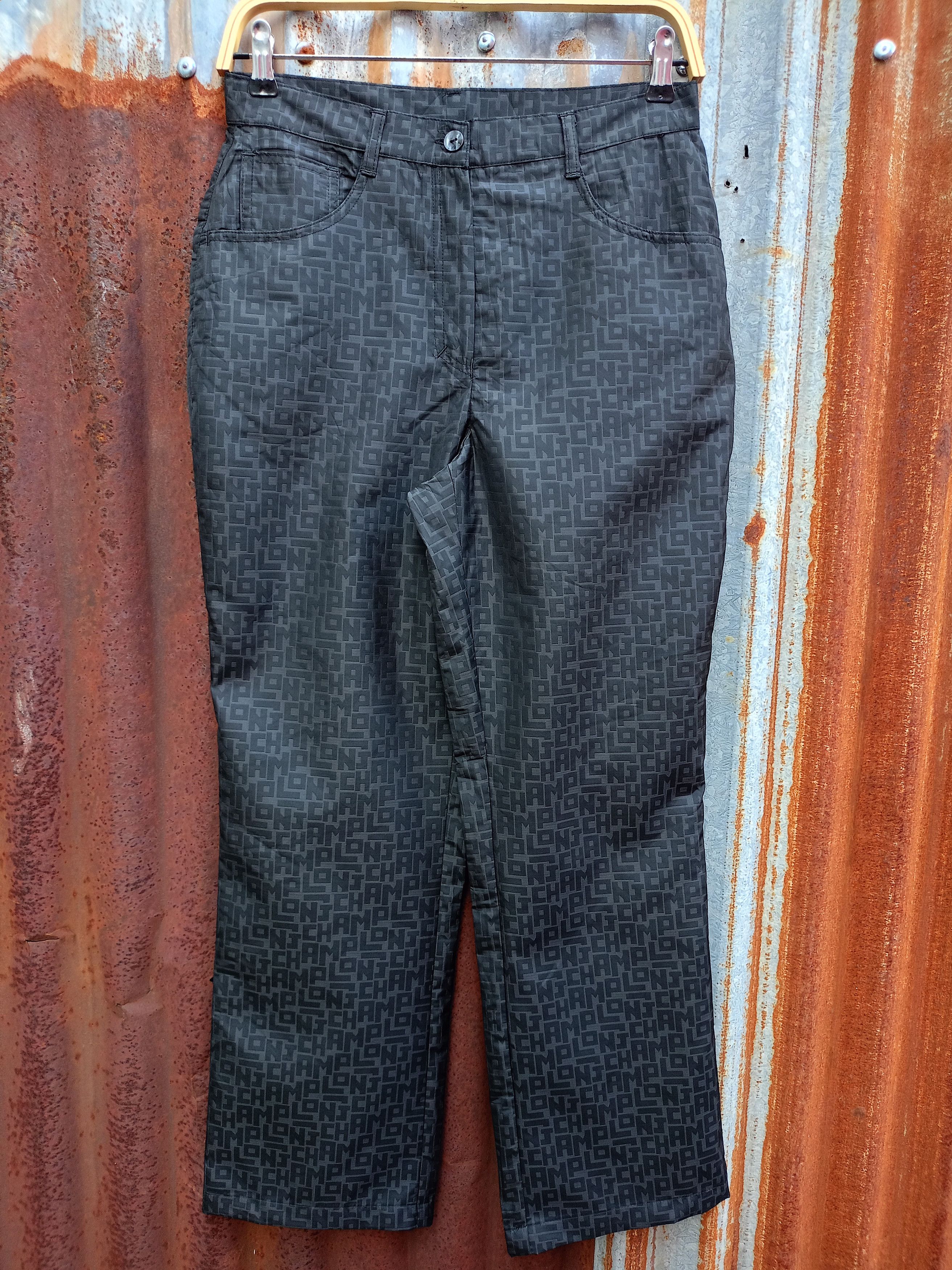 image of Longchamp Monogram Pants in Black, Women's (Size 28)