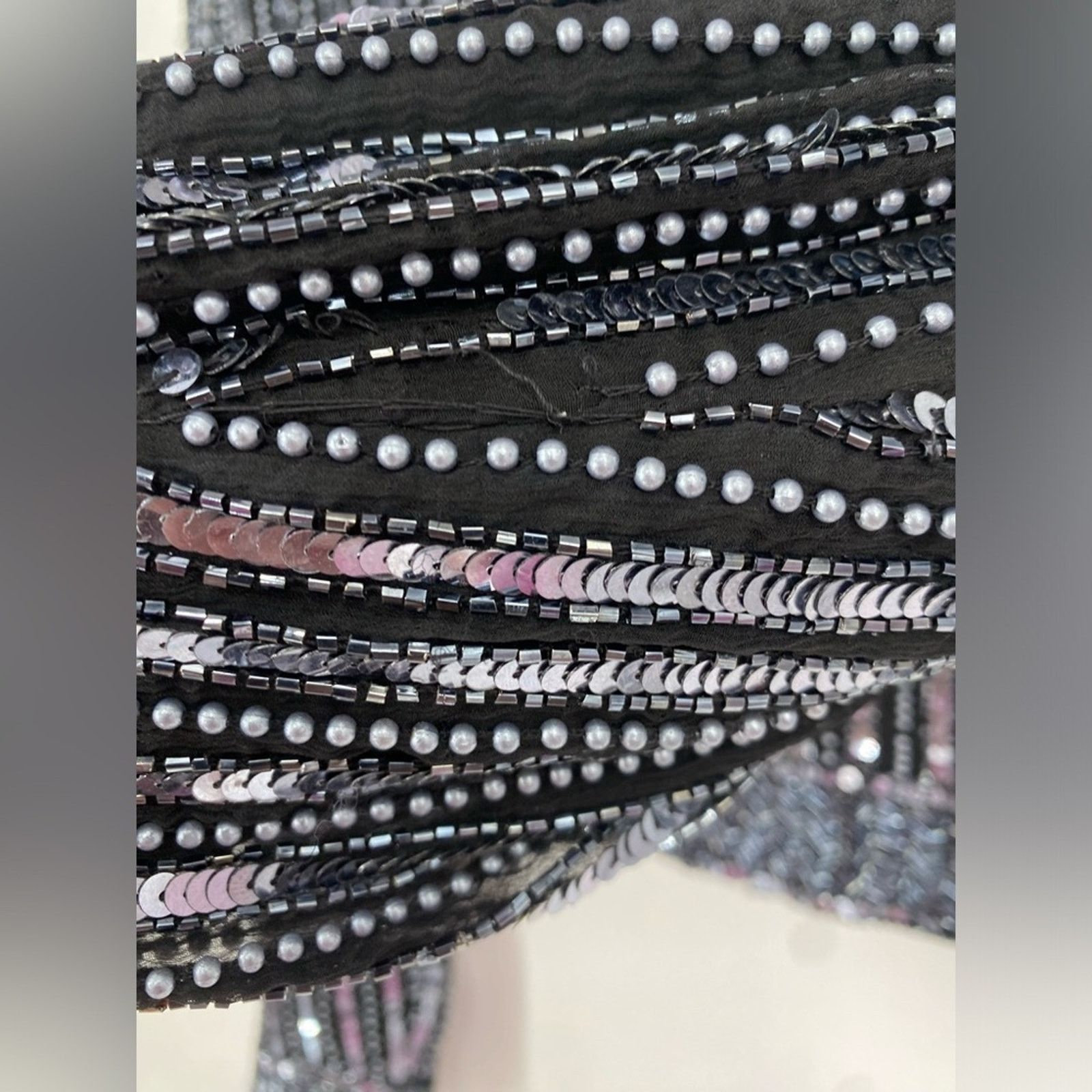 Vintage VTG Laurence Kazar black cropped Beaded Sequin Jacket XL Size XL / US 12-14 / IT 48-50 - 6 Thumbnail