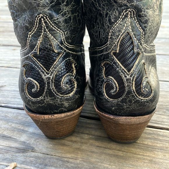 Corral Corral Vintage Black Goat Leather Snake Western Cowboy Cowgi Size US 9 / IT 39 - 8 Thumbnail