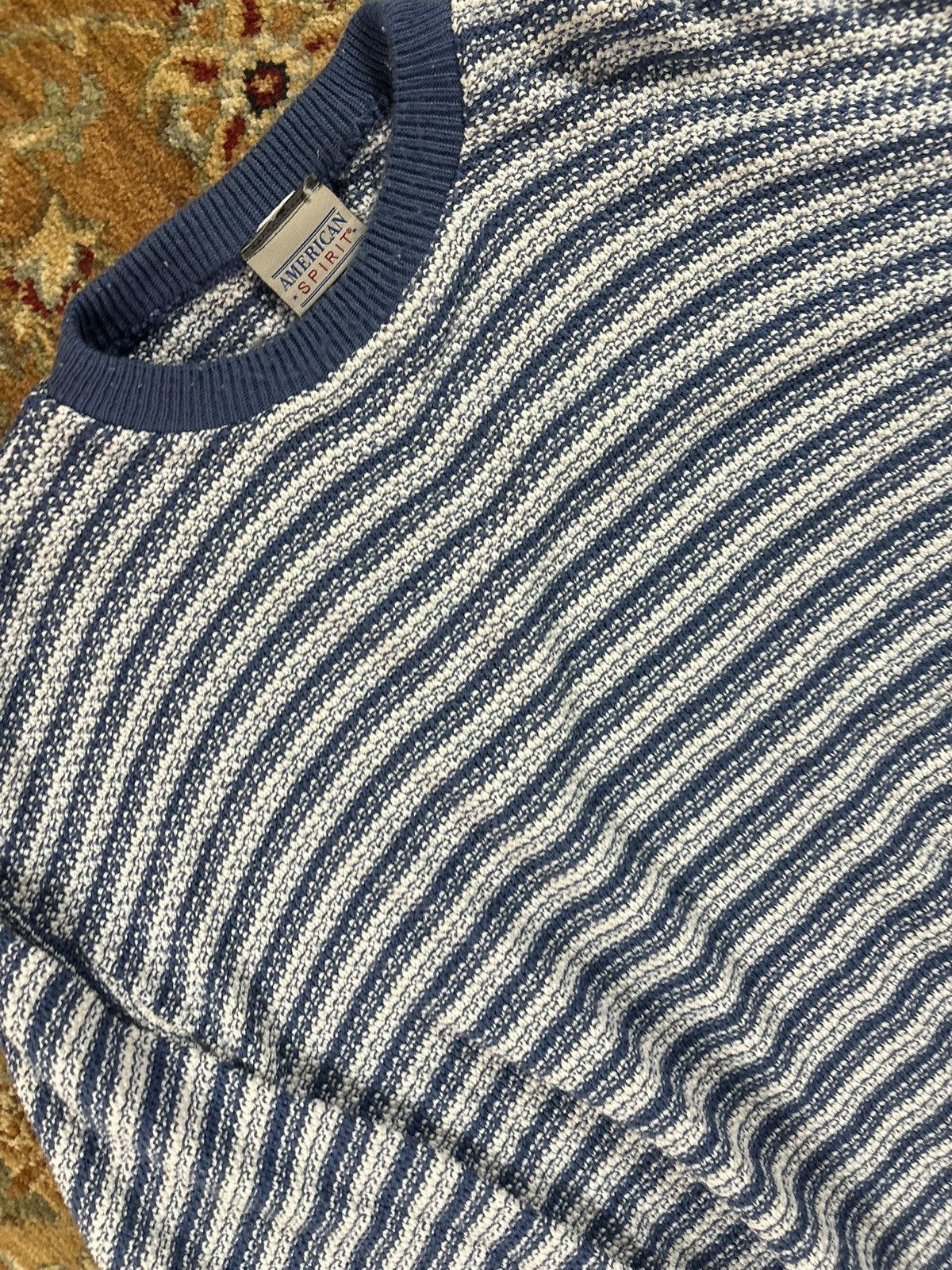 American Apparel Vintage Blue and white striped sweater Size US XL / EU 56 / 4 - 2 Thumbnail