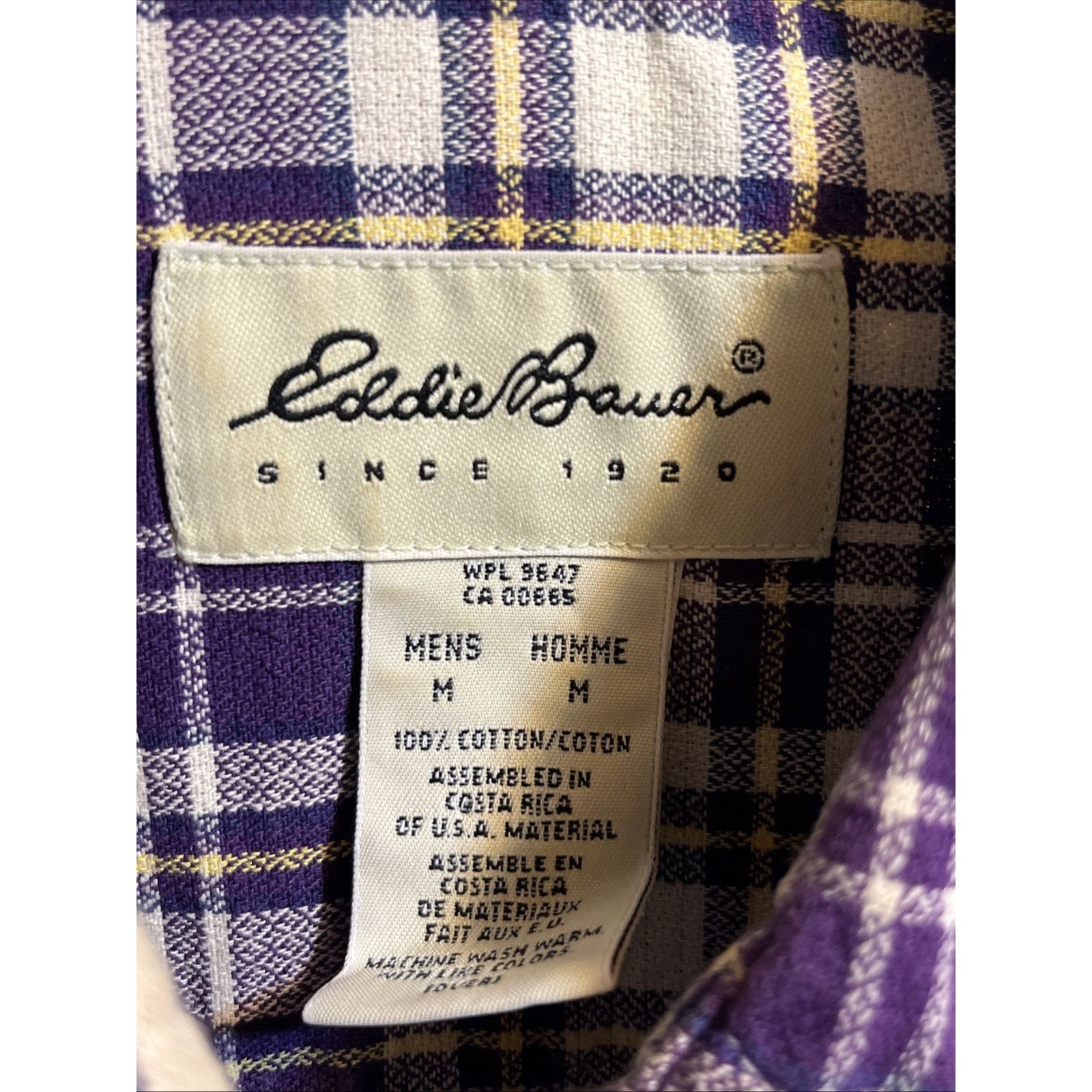 Eddie Bauer Eddie Bauer Vintage Men’s Medium Purple Plaid Cotton Shirt Size US M / EU 48-50 / 2 - 3 Thumbnail