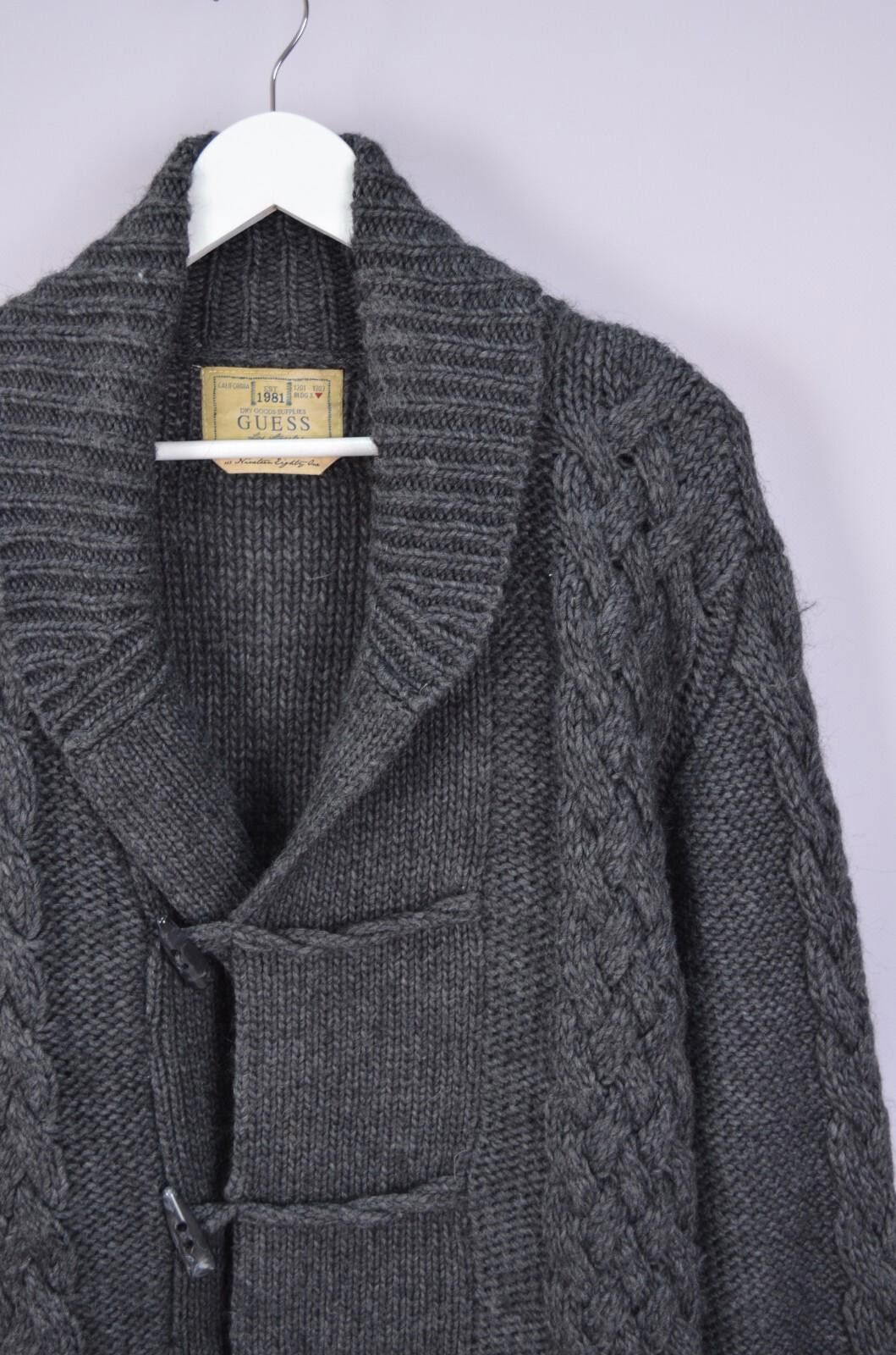 Guess GUESS Grey Acrylic Wool Alpaca Blend Cable Knit Cardigan L Size US L / EU 52-54 / 3 - 4 Thumbnail