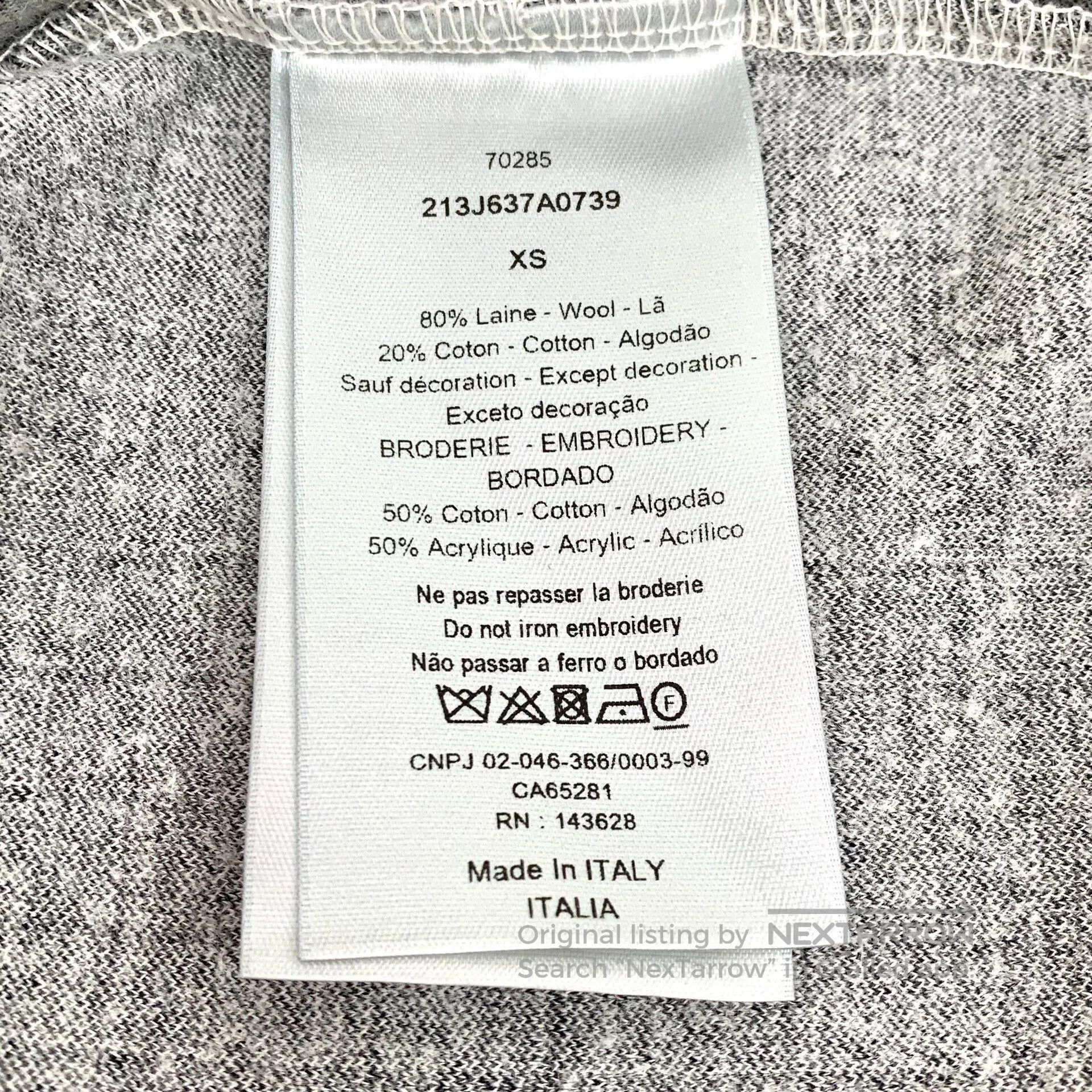 Dior gray lettered short sleeve wool tshirt. Size US XS / EU 42 / 0 - 6 Thumbnail