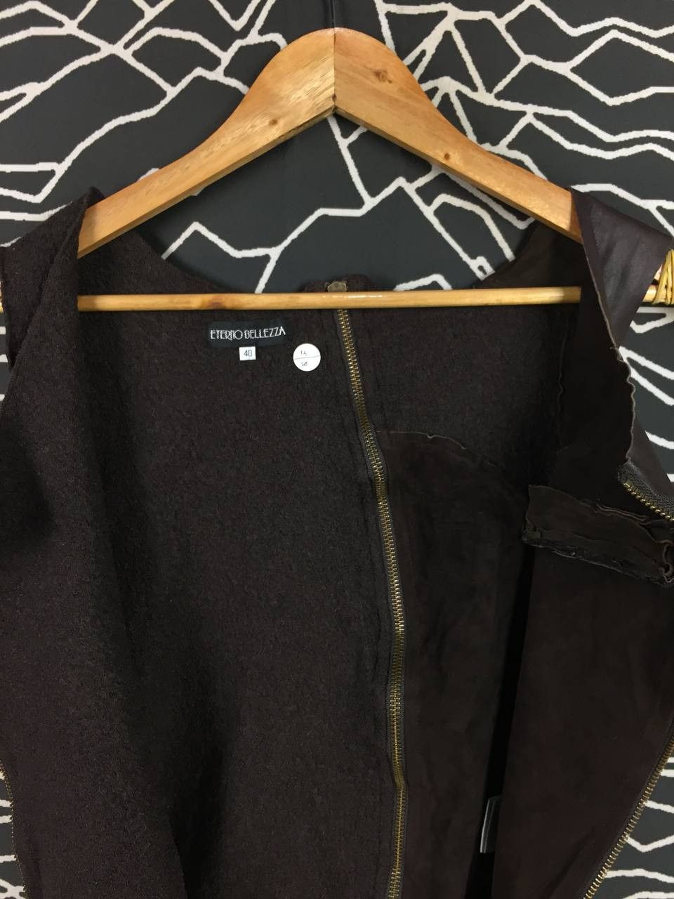 Vintage Eterno Bellezza Asymmetrical Wool Leather Zip Vest Top Size S / US 4 / IT 40 - 4 Thumbnail