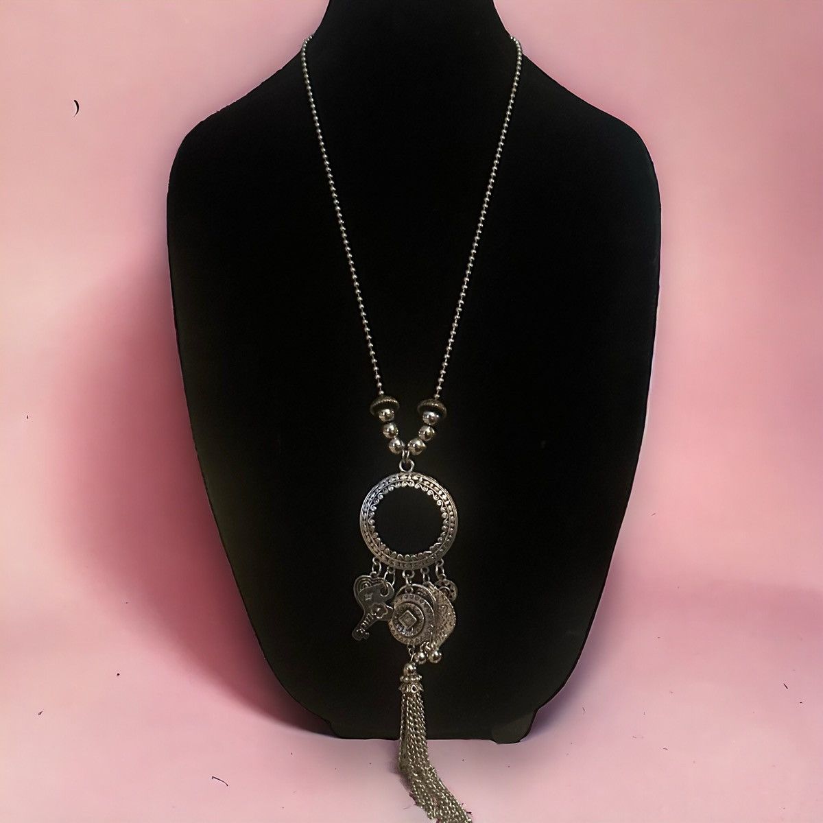 Other Long silver tone charm tassel necklace Size ONE SIZE - 1 Thumbnail