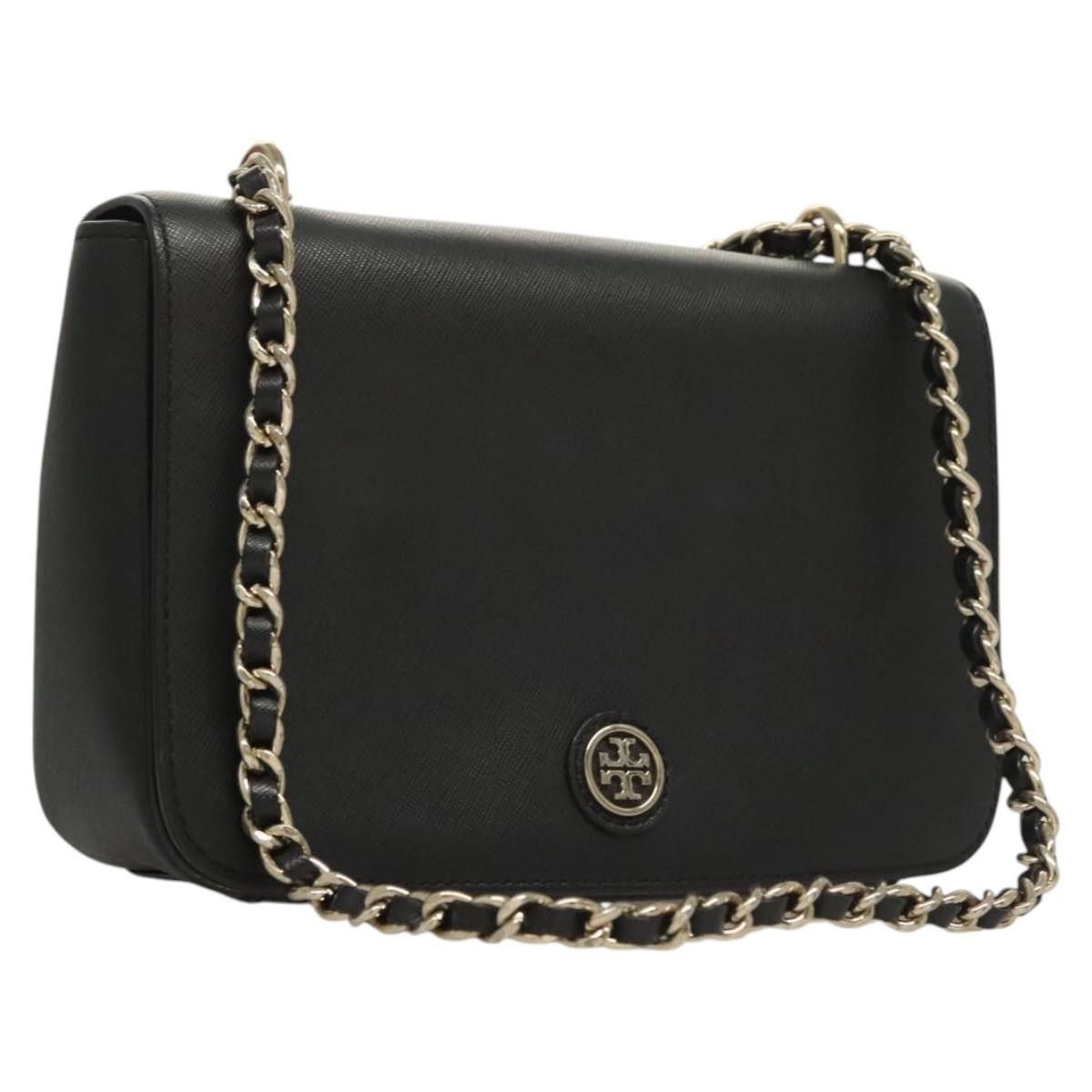 Tory Burch Chain Shoulder Bag Leather Black Auth 124109, Women's