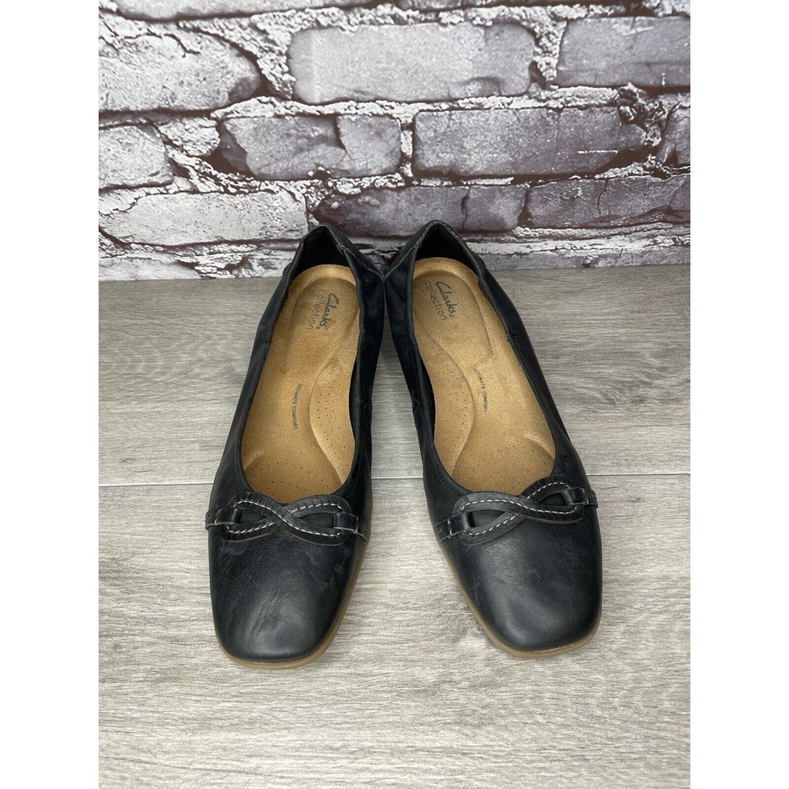 Clarks Clarks Collection Black Leather Slip On Flats Shoes Women Sz Size US 11 / IT 41 - 13 Thumbnail