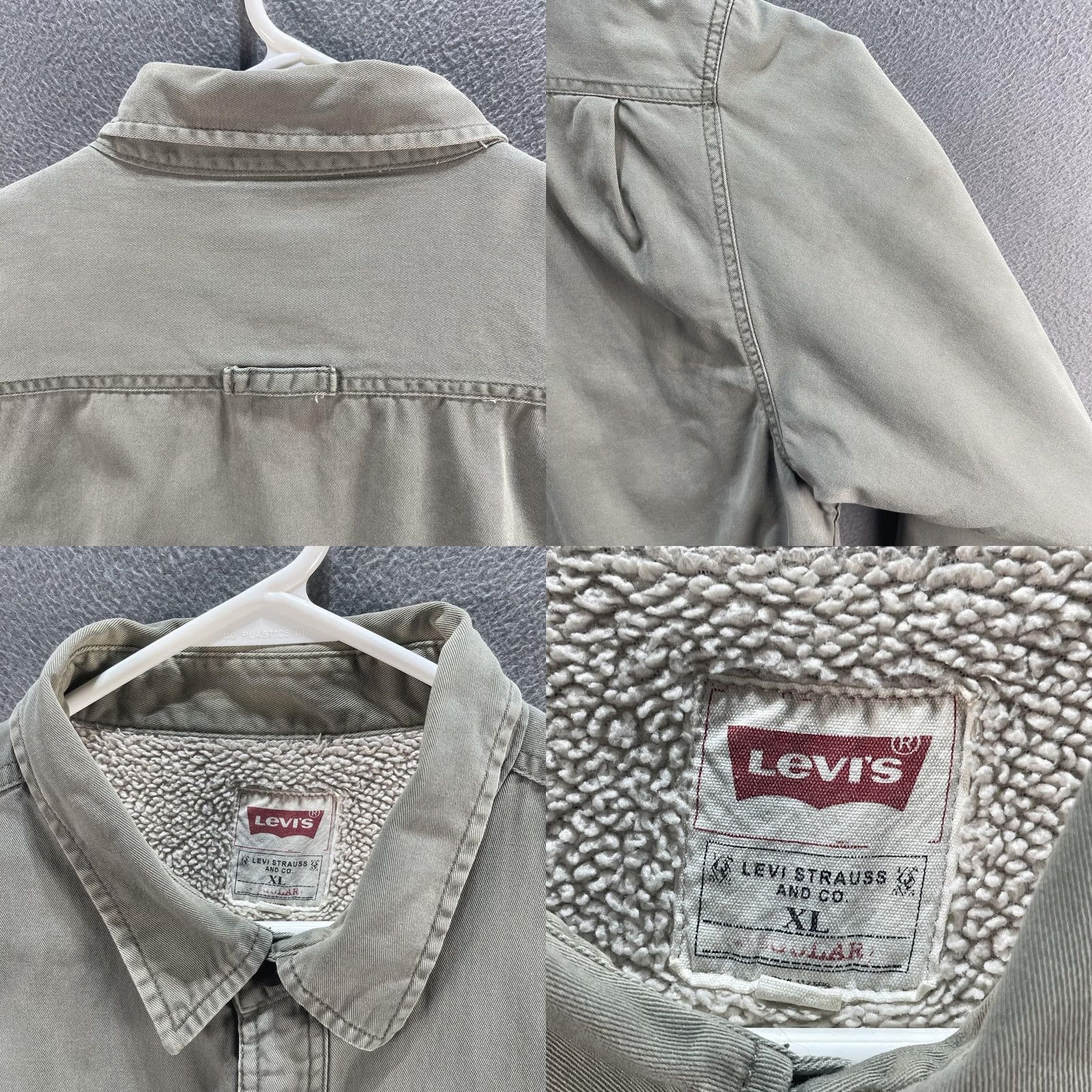 Levi's VINTAGE Levi's Jacket Mens XL Gray Sherpa Lined Bomber Button Up Cotton Chore Coat VTG Size US XL / EU 56 / 4 - 8 Thumbnail