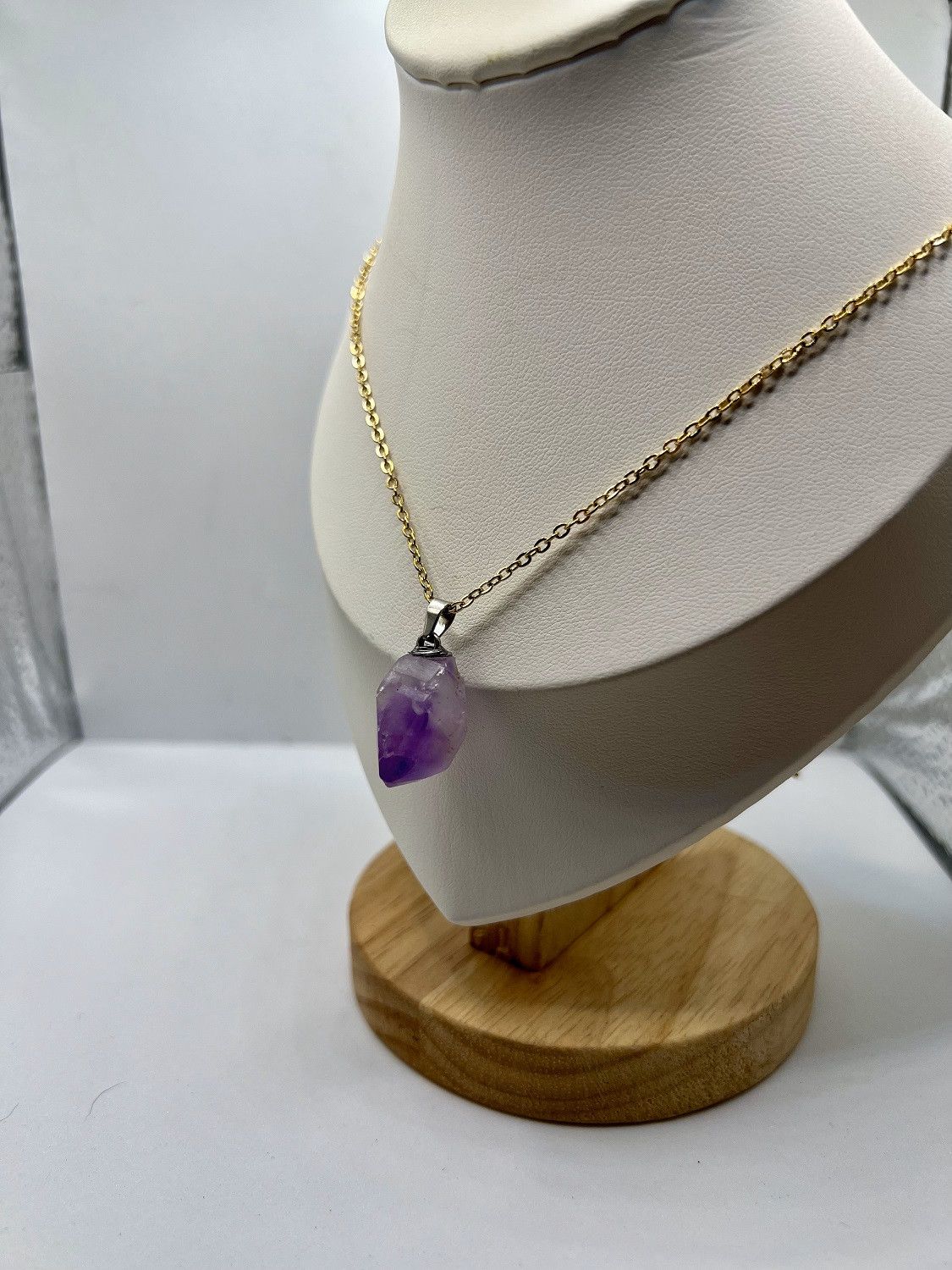 Handmade Amethyst Gold Chain Necklace Size ONE SIZE - 2 Thumbnail