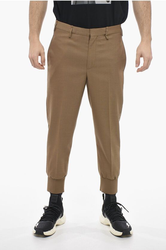 image of Neil Barrett Cuffed Ankle Jack Chinos Pants in Brown, Men's (Size 31)