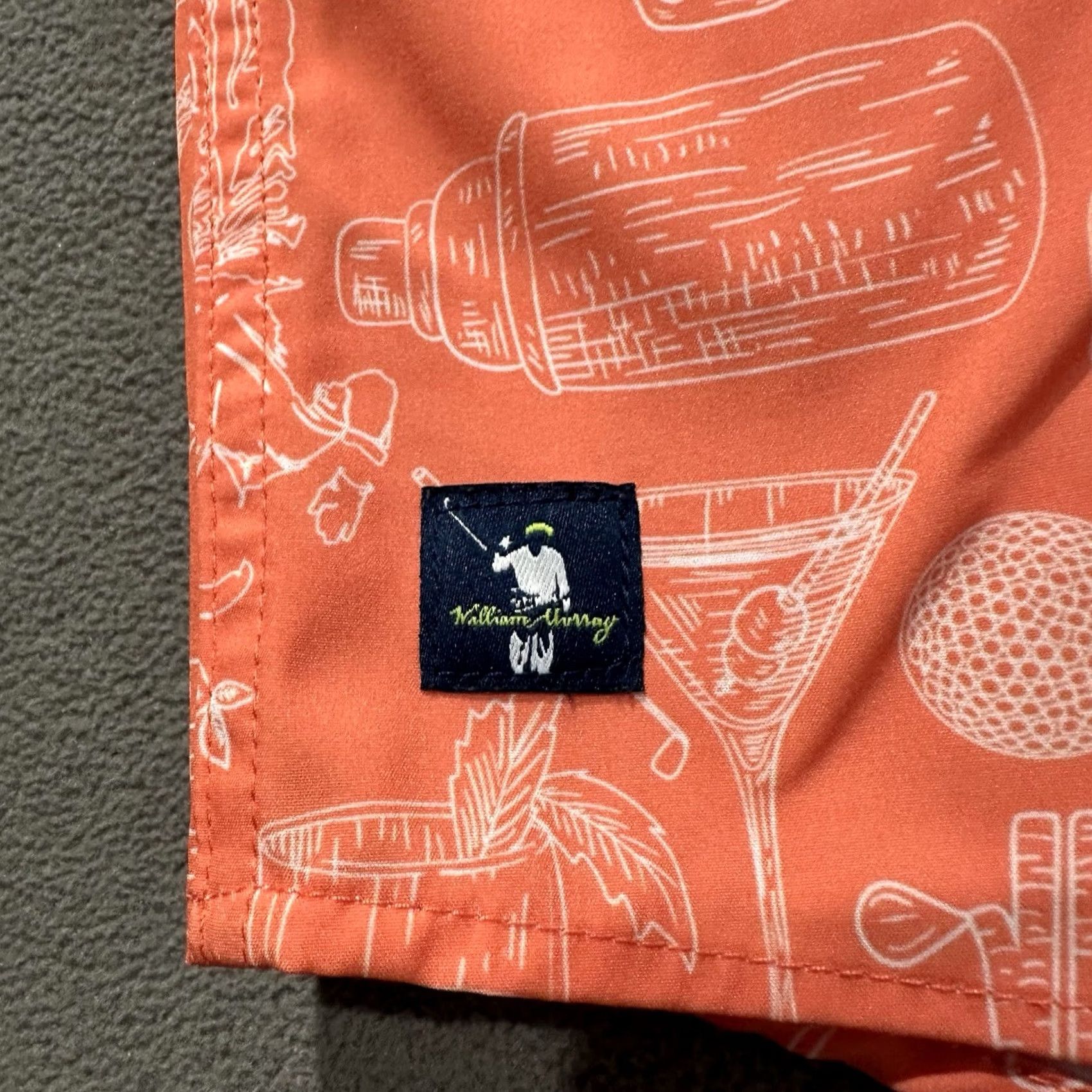 Vintage William Murray Polo Shirt Mens XL Orange Hometown Golf Cocktail Print AOP Size US XL / EU 56 / 4 - 4 Thumbnail