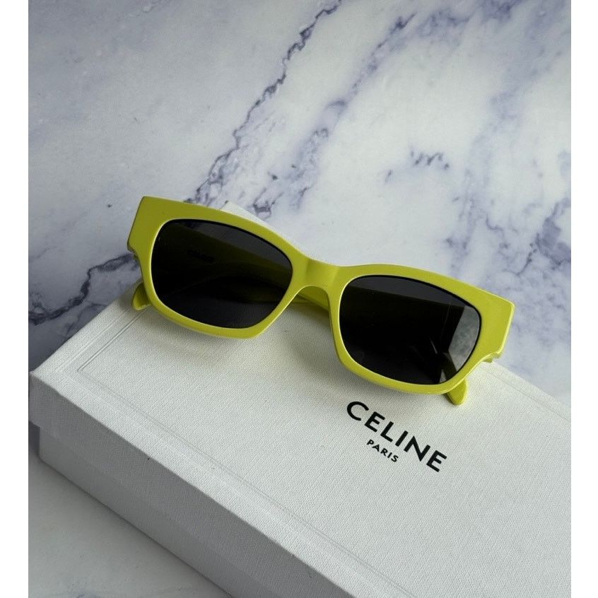 Celine NEW Celine CL40197U Cat Eye Neon Yellow Logo Sunglasses Size ONE SIZE - 1 Thumbnail