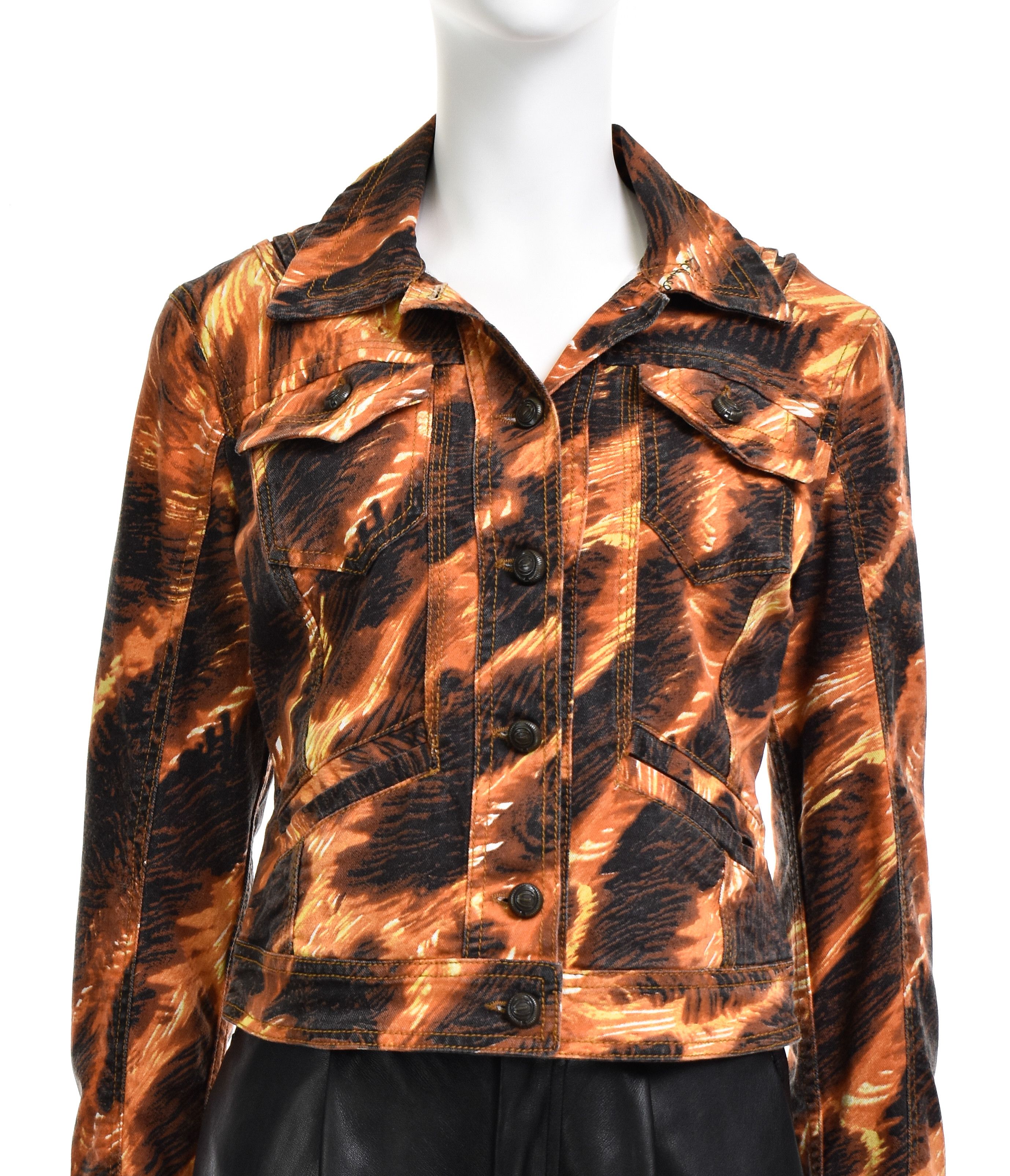 Just Cavalli ROBERTO JUST CAVALLI Vintage Denim Cotton Printed Jacket Size S / US 4 / IT 40 - 1 Thumbnail